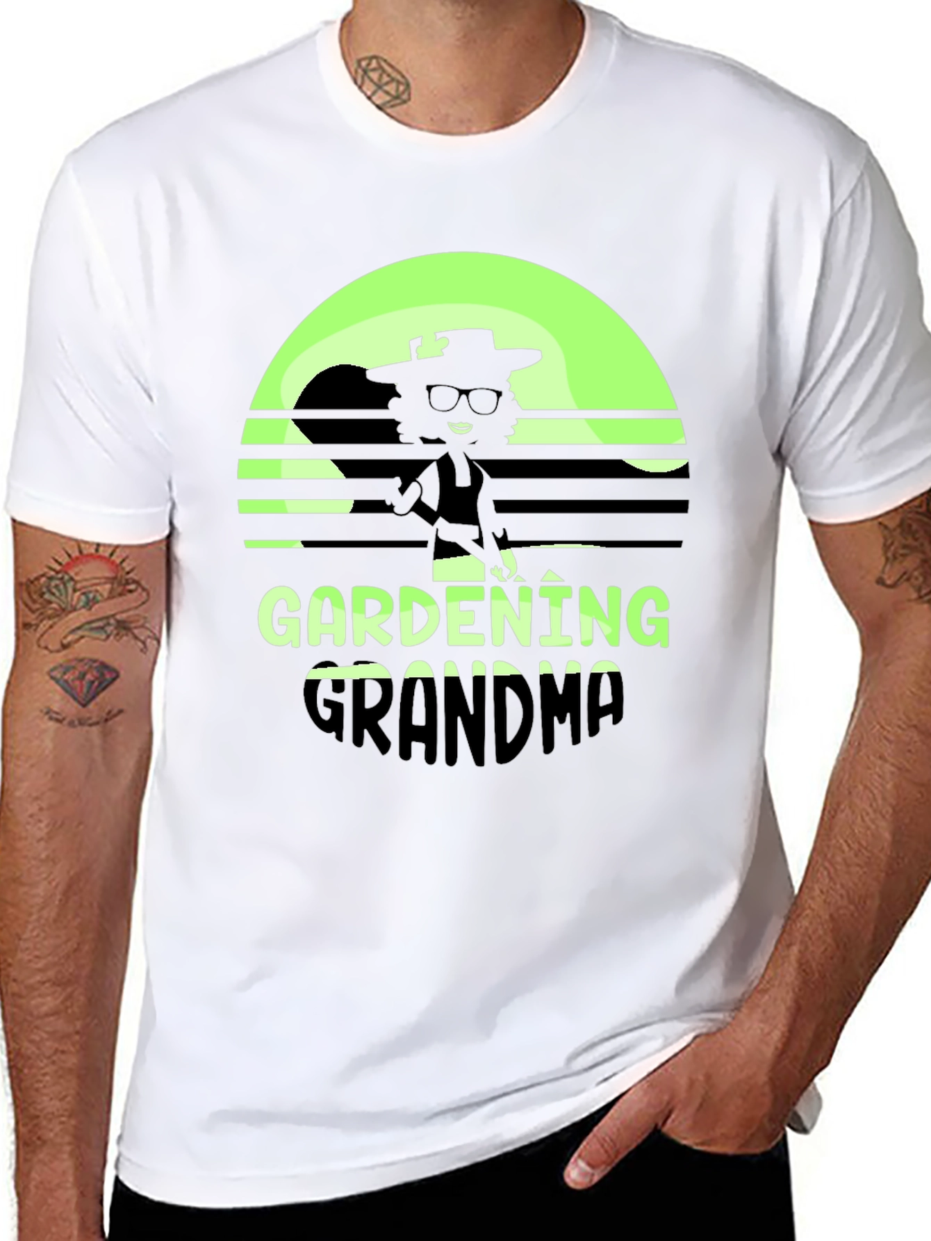Black Gardening Grandma T-Shirt - Retro Style view 8