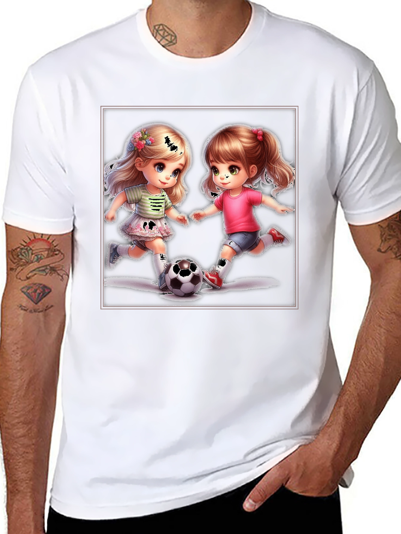 Black Soccer Girls Graphic T-Shirt view 8