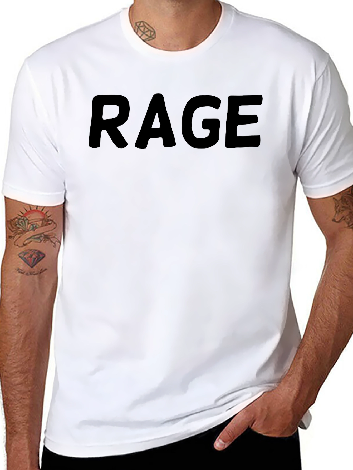 Black RAGE Graphic Black Cotton T-Shirt view 8