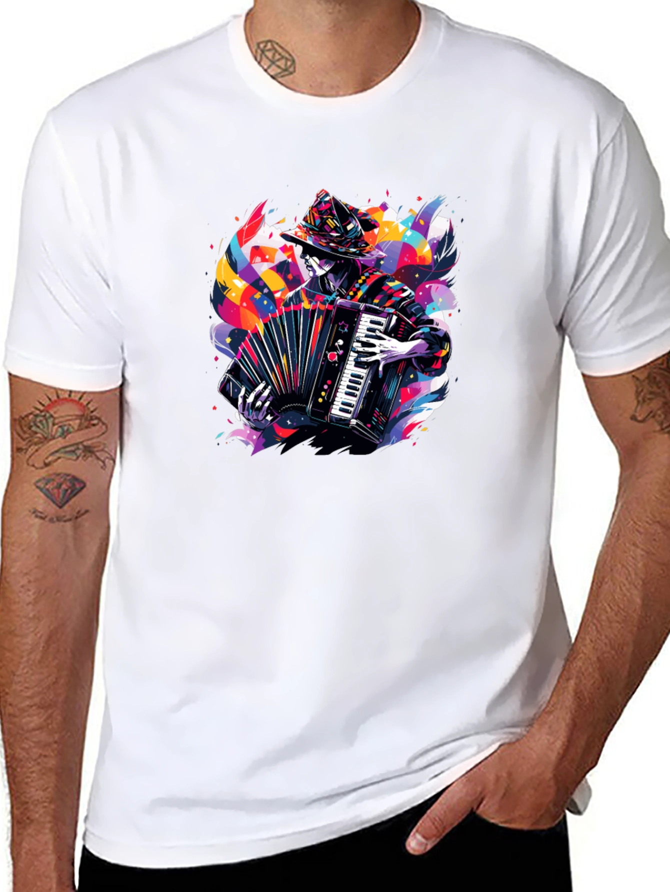 Black Accordion Player Graphic Tee - Black view 8