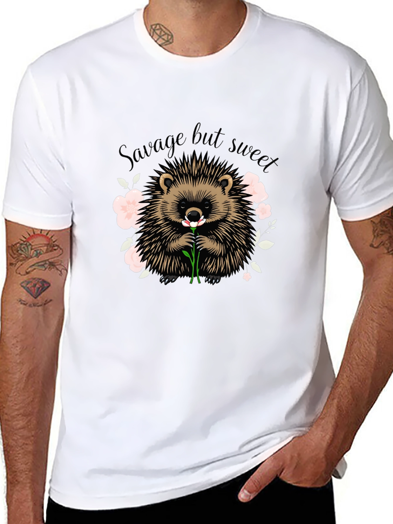 Black Savage But Sweet Hedgehog Graphic Tee view 8