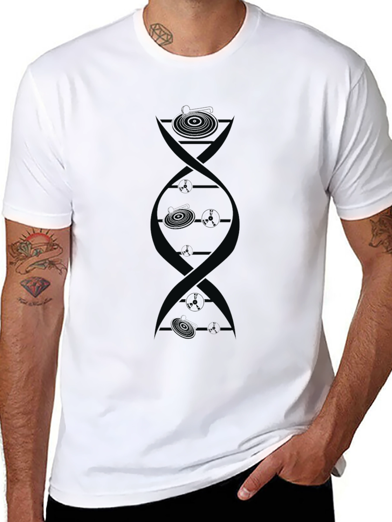 Black DJ DNA Black Graphic Tee - Music Lover T-Shirt view 8