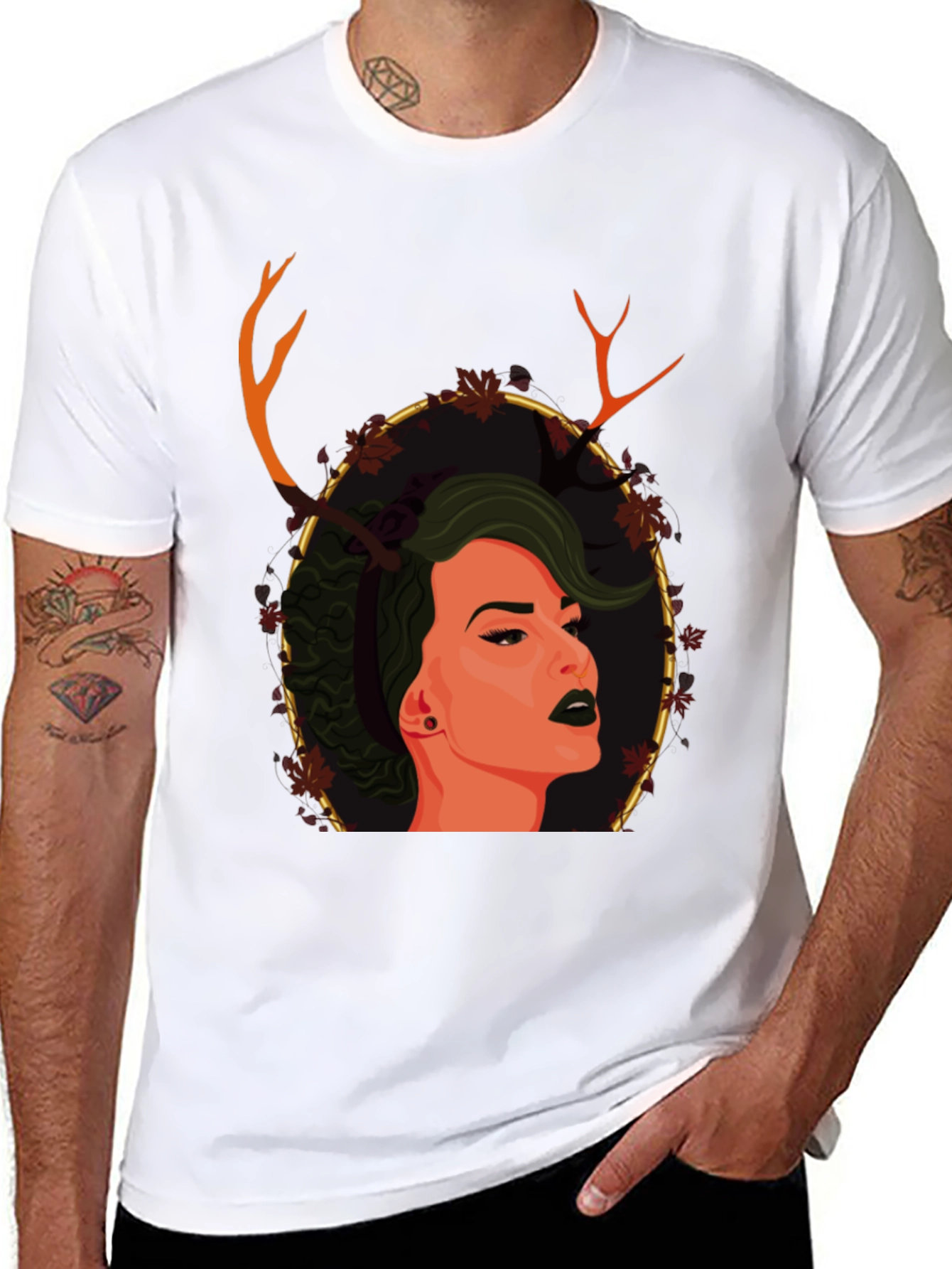 Black Antler Woman Graphic T-Shirt - Unique Design view 8