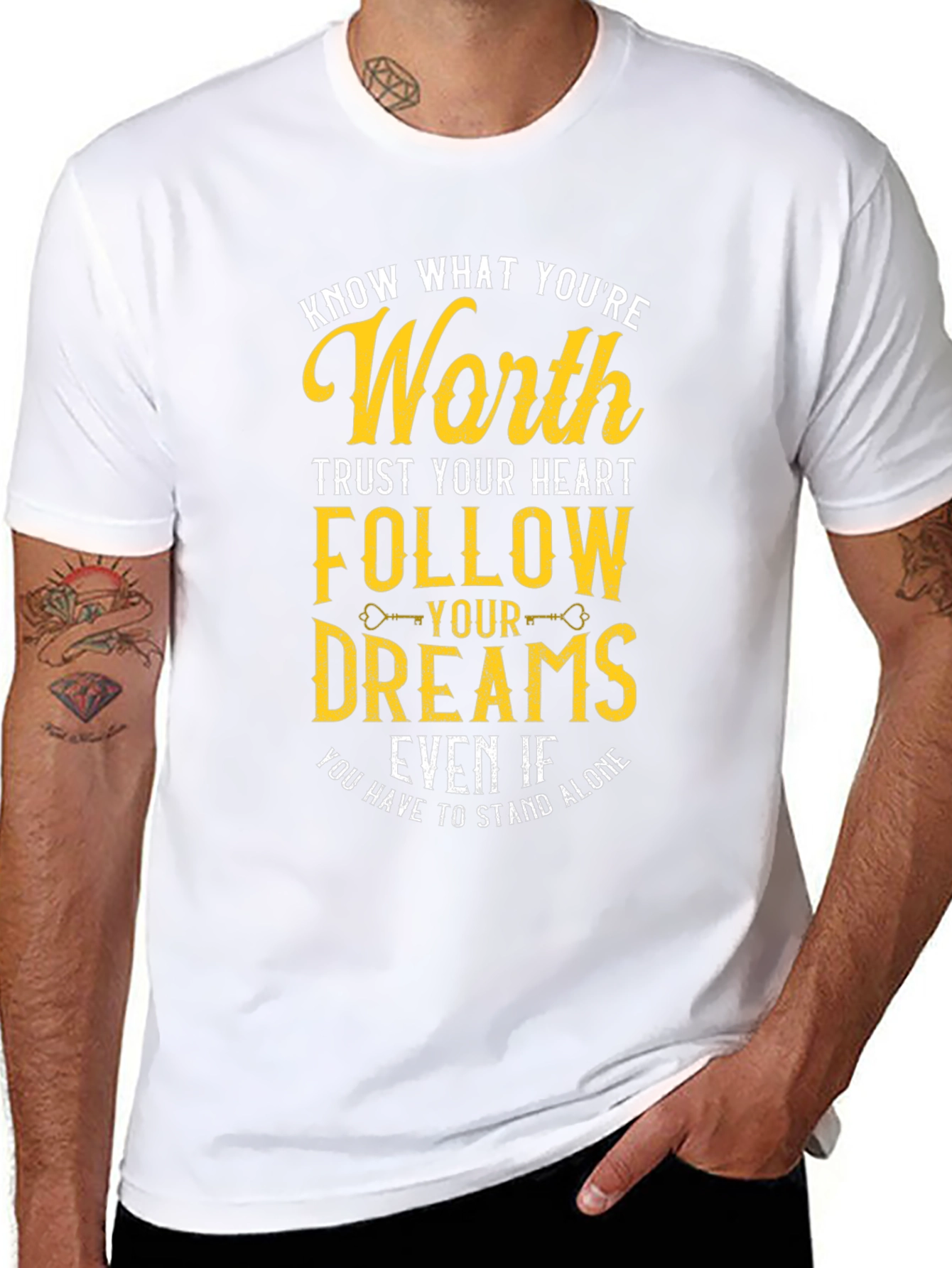 Black Motivational T-Shirt: Know Your Worth, Follow Your Dreams view 8