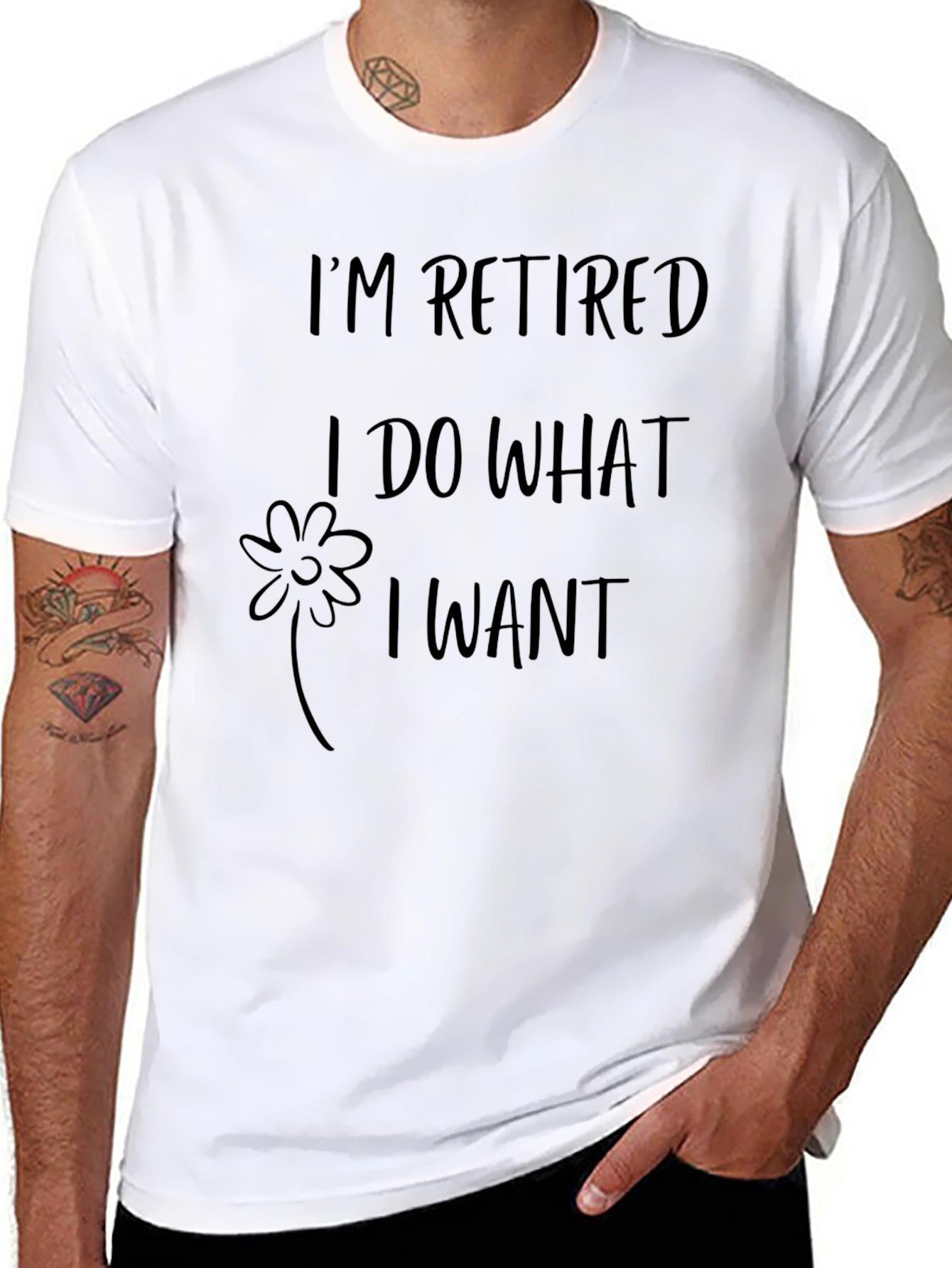 Black I'm Retired I Do What I Want Graphic Tee view 8