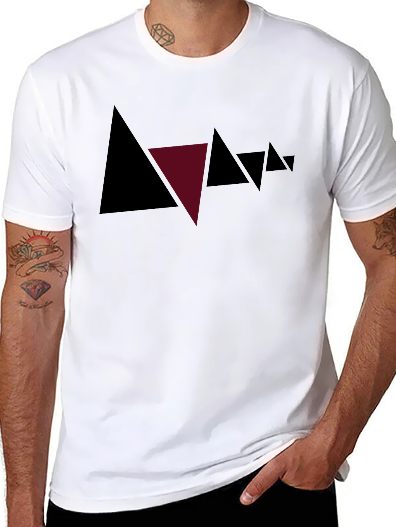 Black Abstract Triangle Graphic Tee - Modern Style view 8