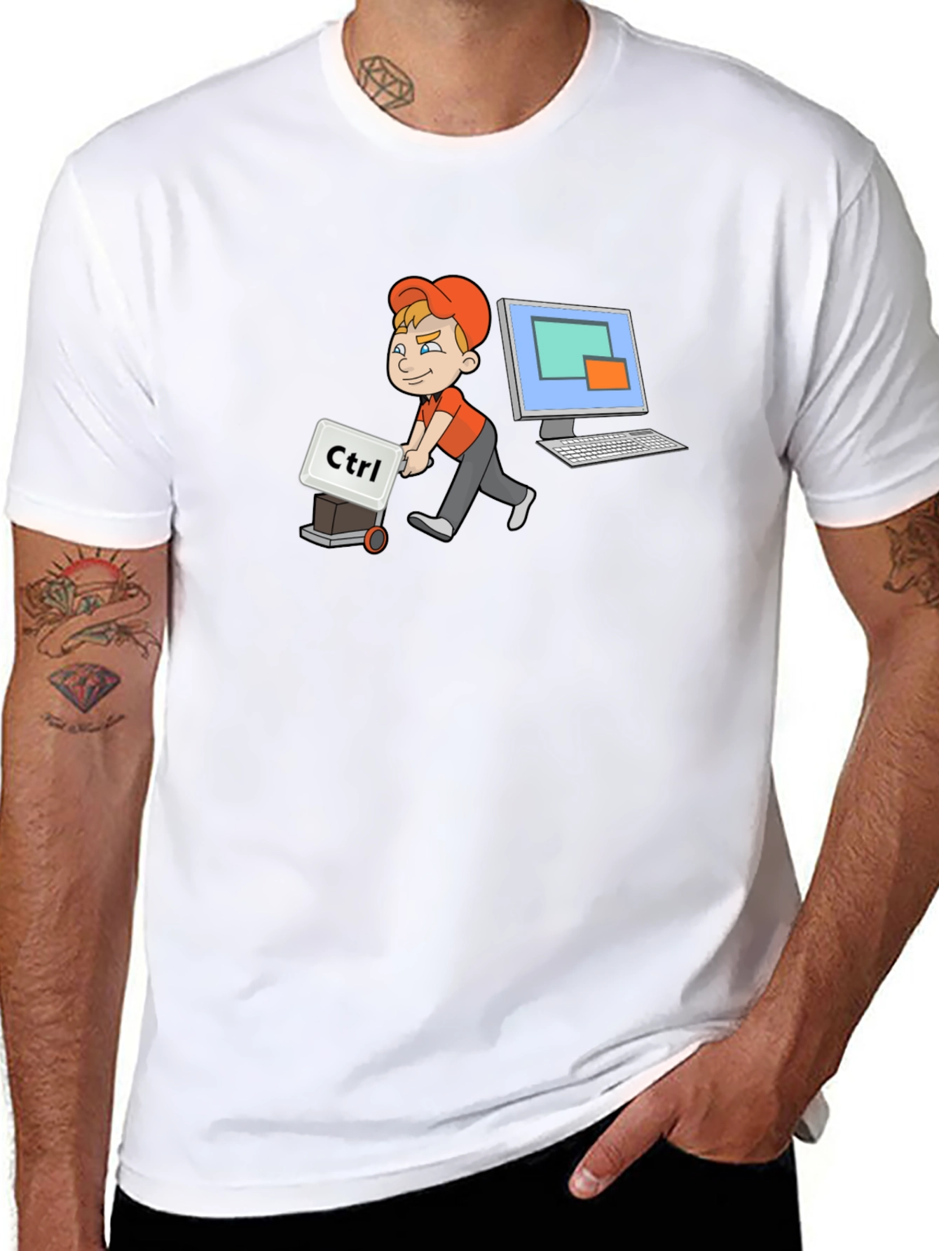 Black Geeky "Ctrl" Computer T-Shirt view 8