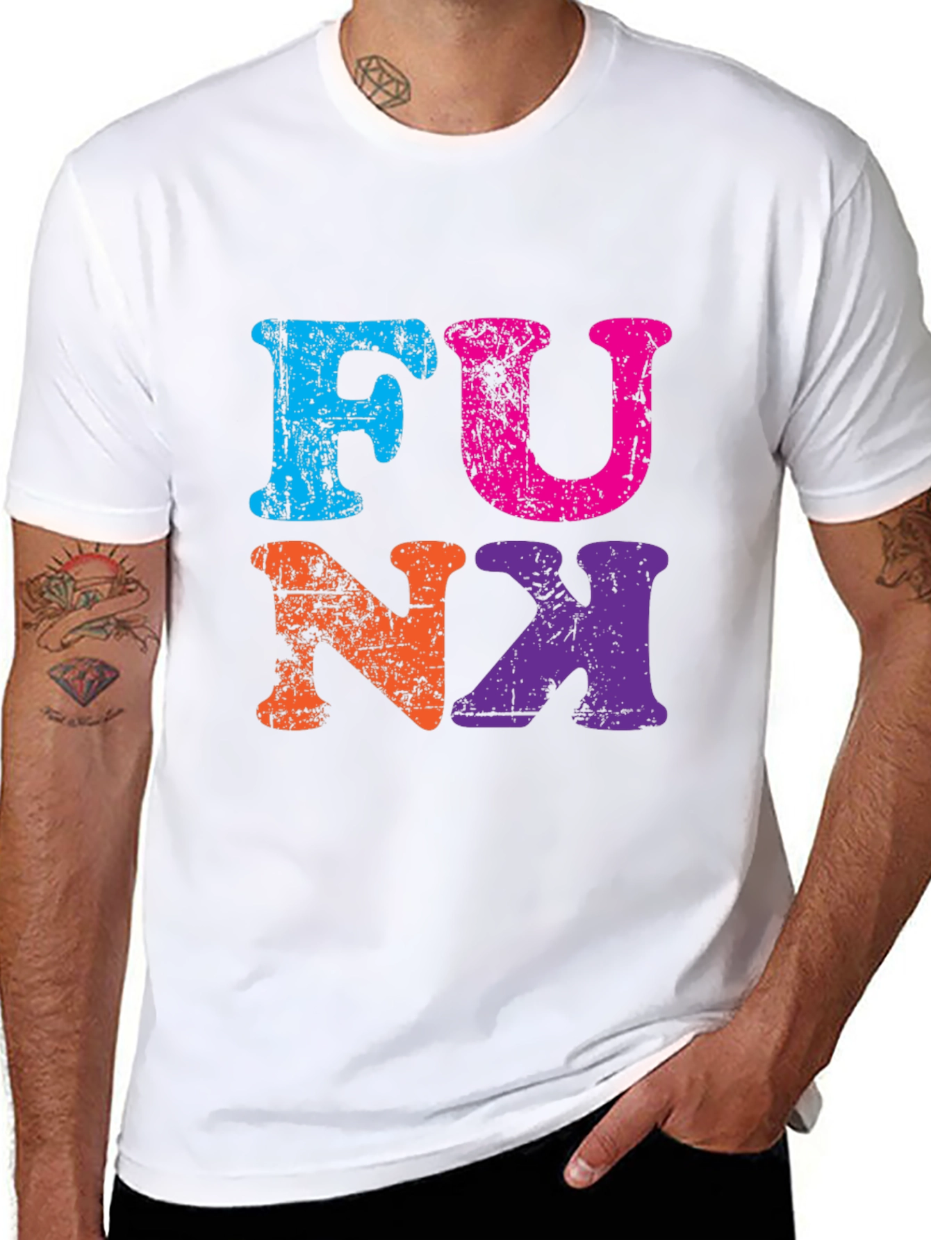Black Retro Funk Graphic Tee - Black Cotton T-Shirt view 8