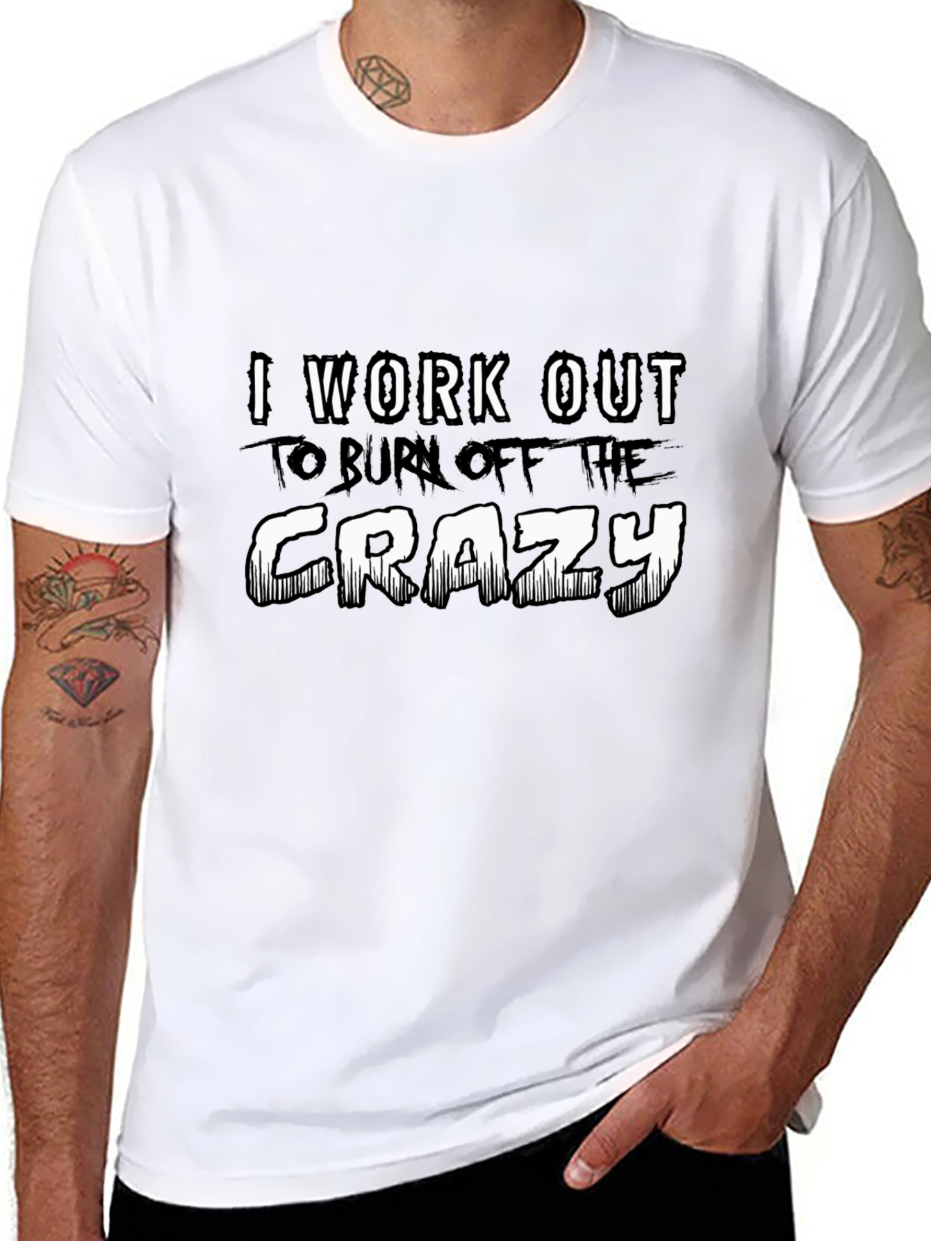 Black Workout Crazy Burnout Graphic Tee - Black view 8