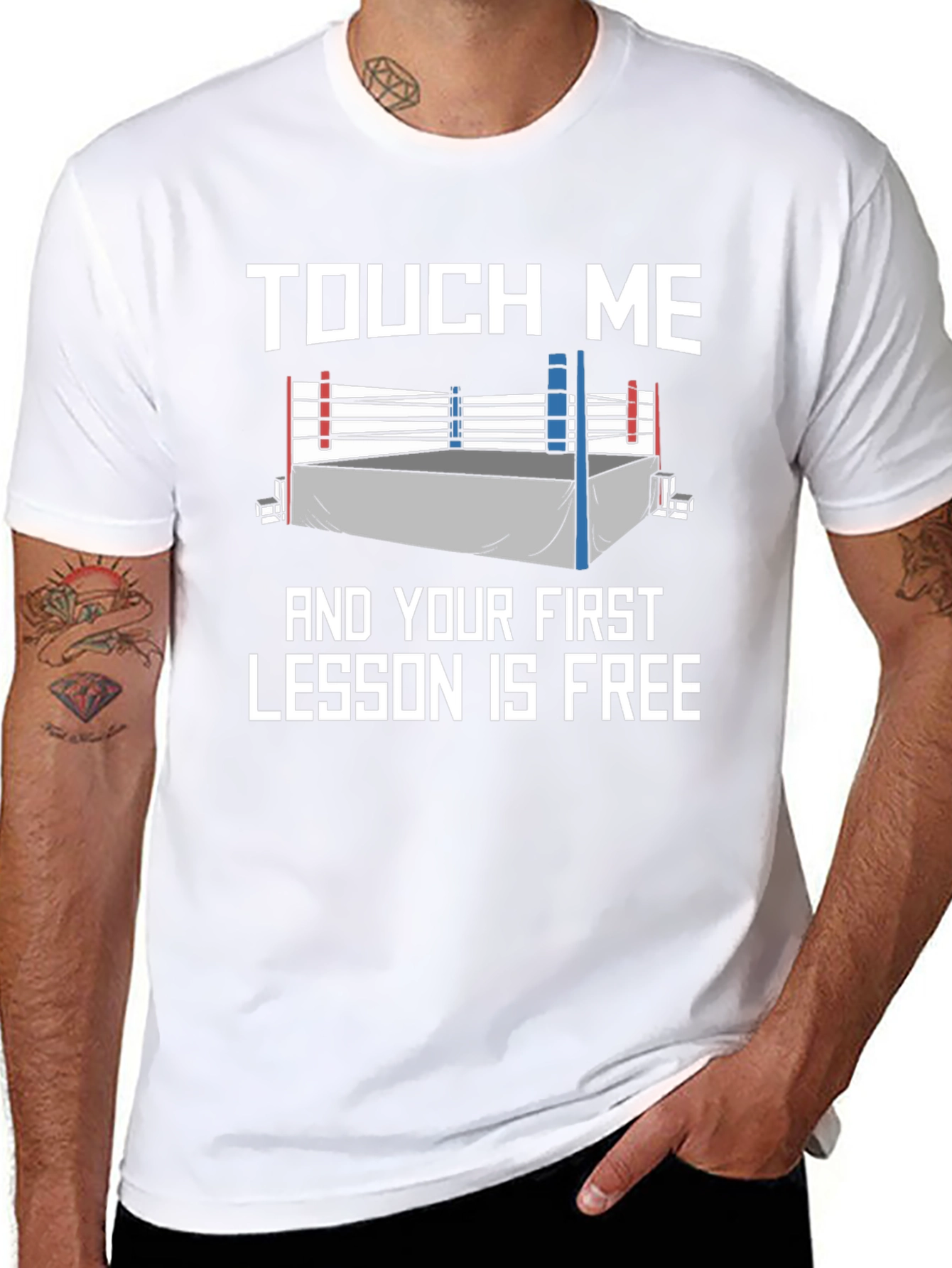Black Touch Me Funny Boxing Lesson T-Shirt view 8