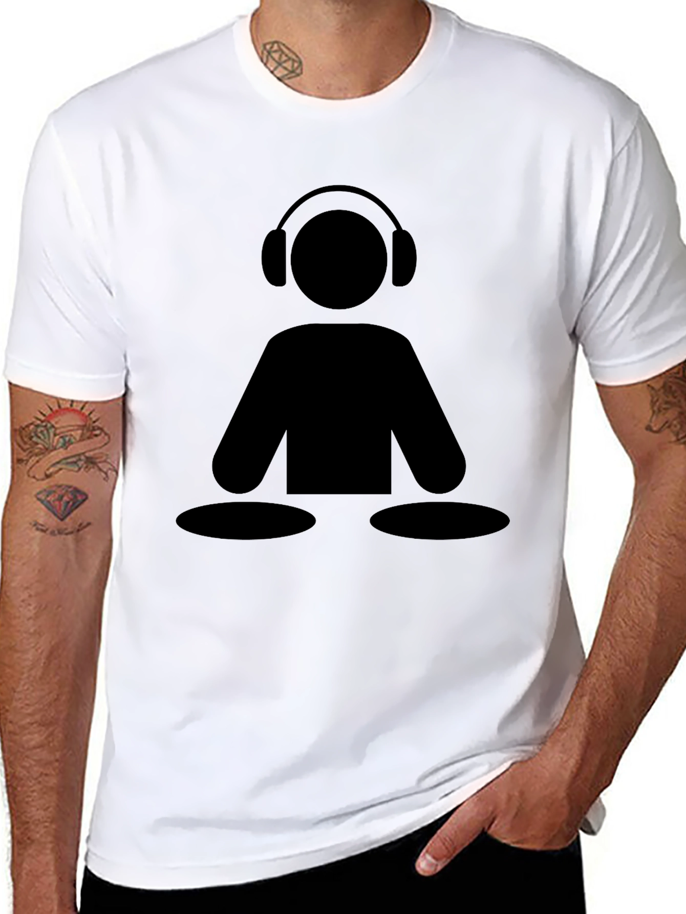 Black DJ Icon Black Graphic Tee - Music Lover Shirt view 8