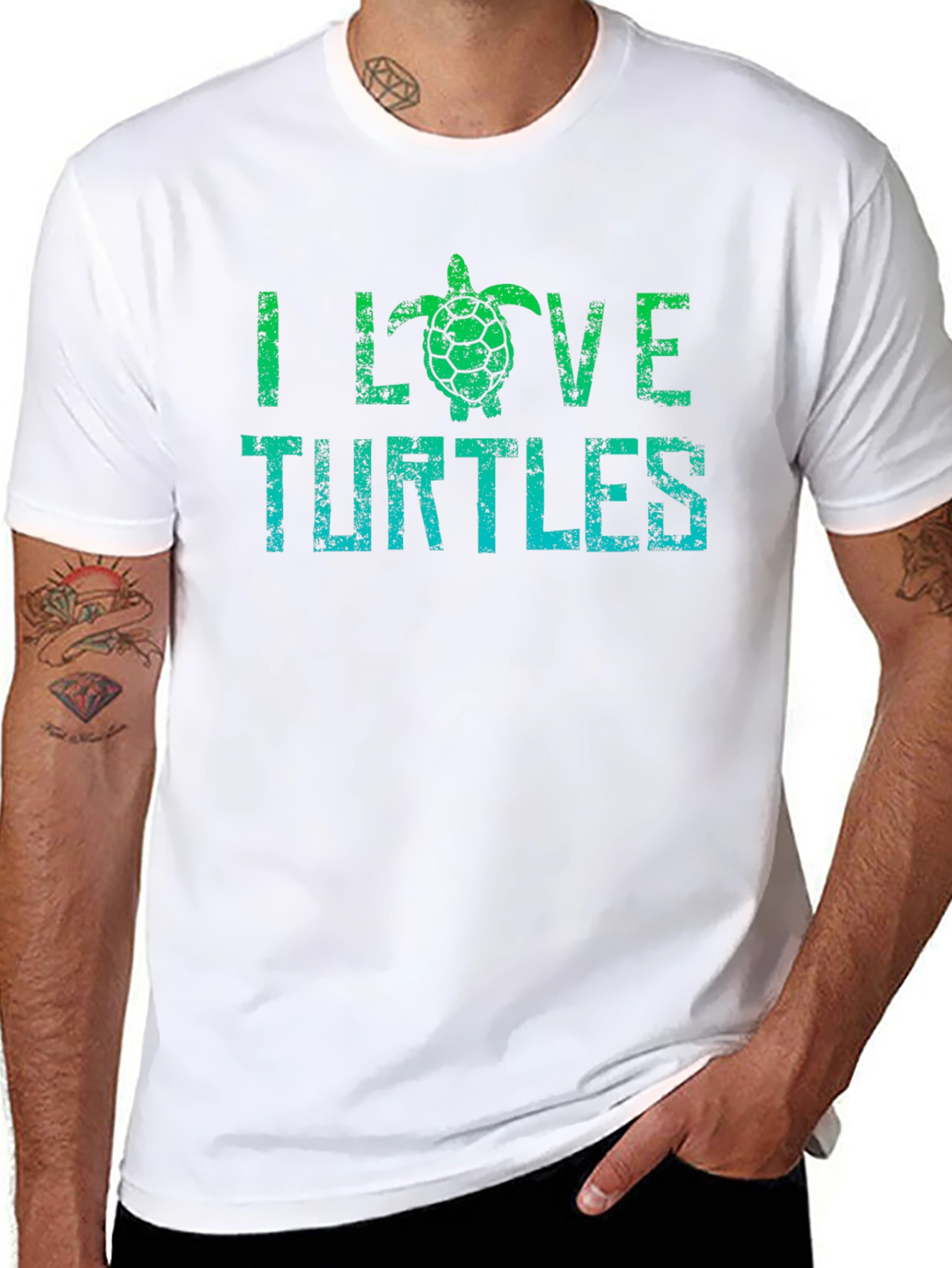 Black I Love Turtles Graphic T-Shirt - Black view 8