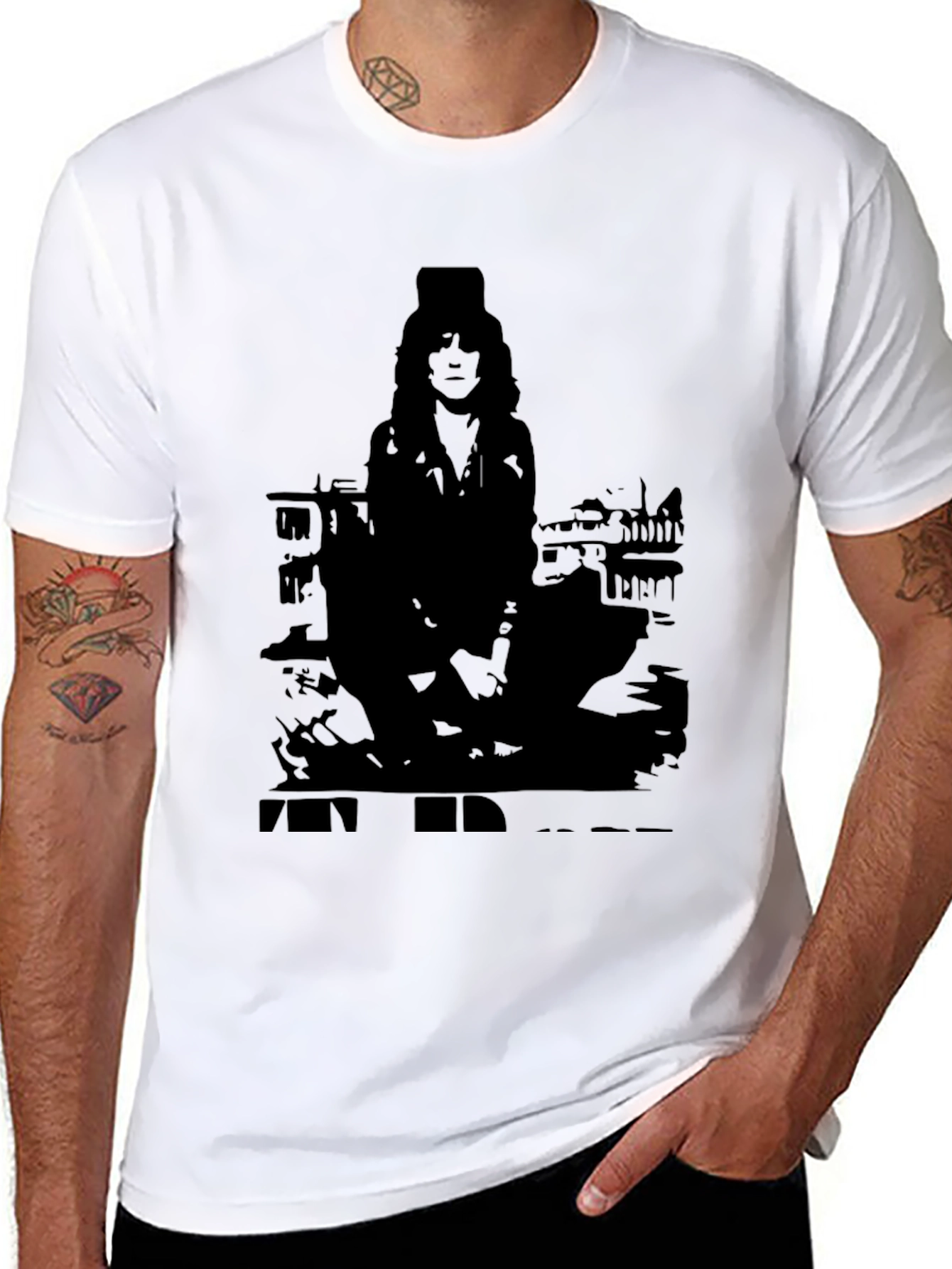 Black Black Graphic Tee - Patti Smith Silhouette Design view 8