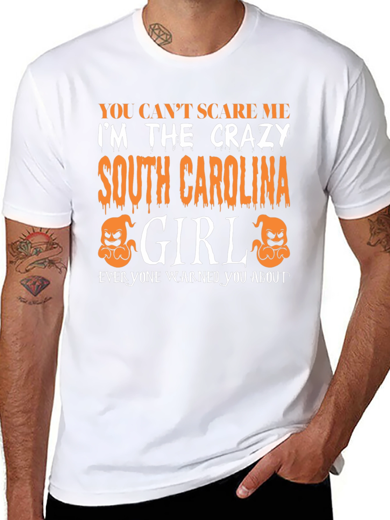 Black Crazy South Carolina Girl T-Shirt Halloween Tee view 8