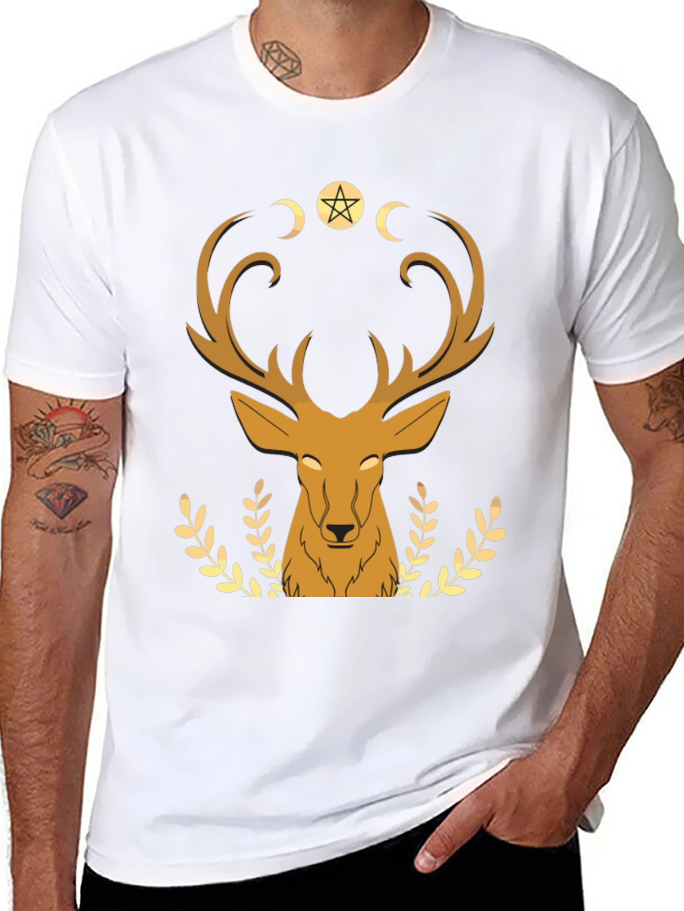 Mystical Deer Graphic Tee - Black T-Shirt - 8