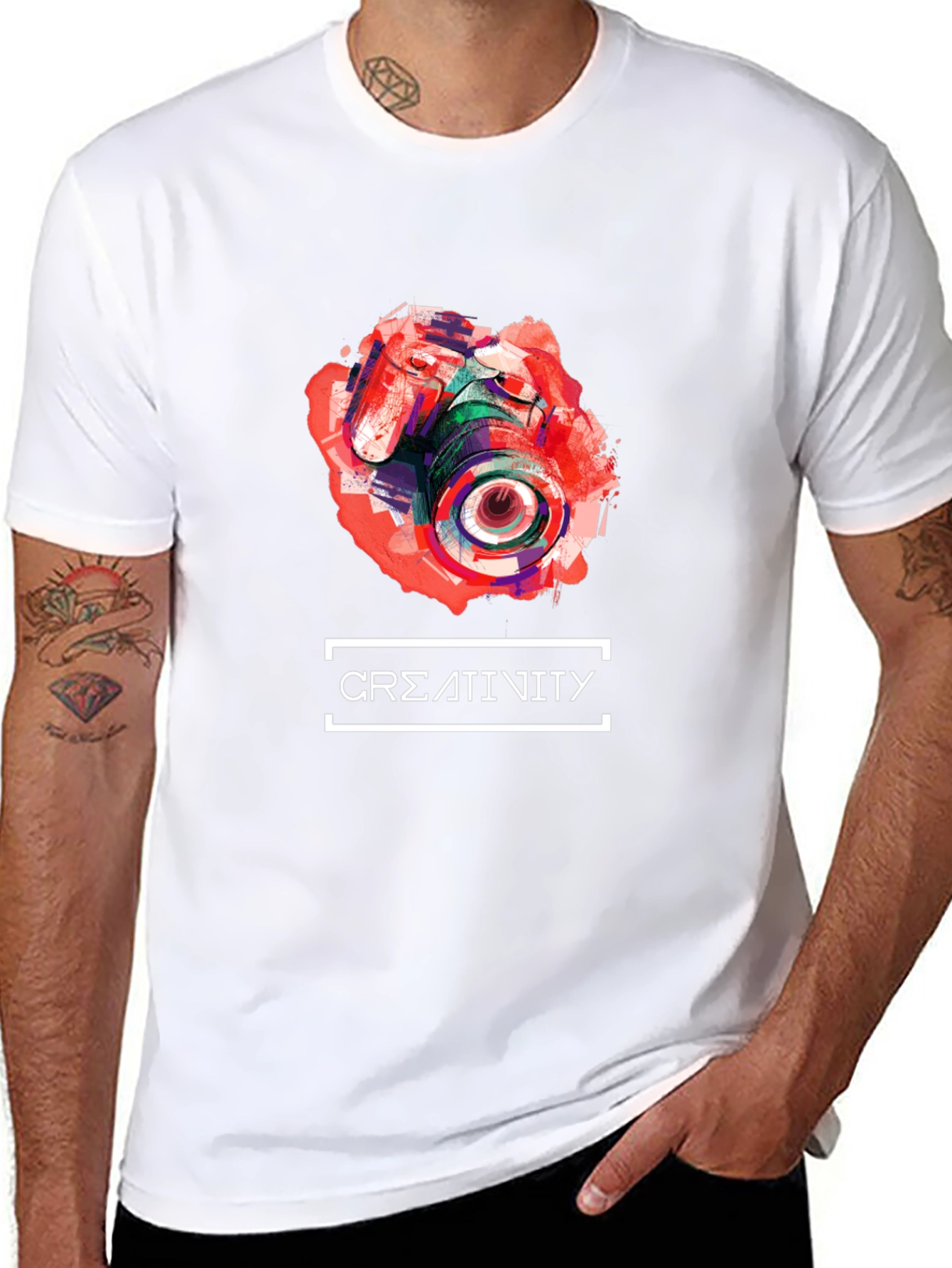 Black Abstract Camera Creativity T-Shirt - Unique Design view 8