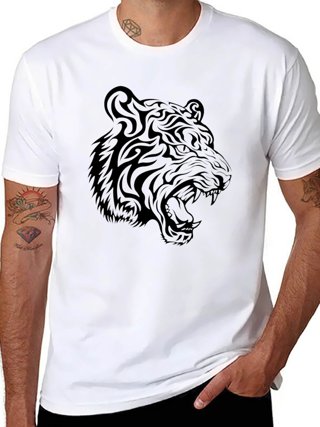 Black Tiger Graphic Black T-Shirt view 8