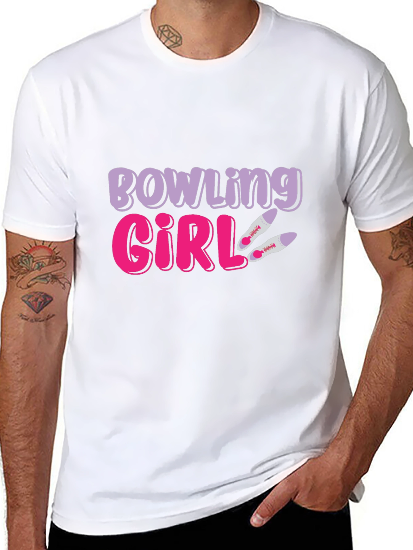 Black Bowling Girl Graphic Tee - Novelty T-Shirt view 8