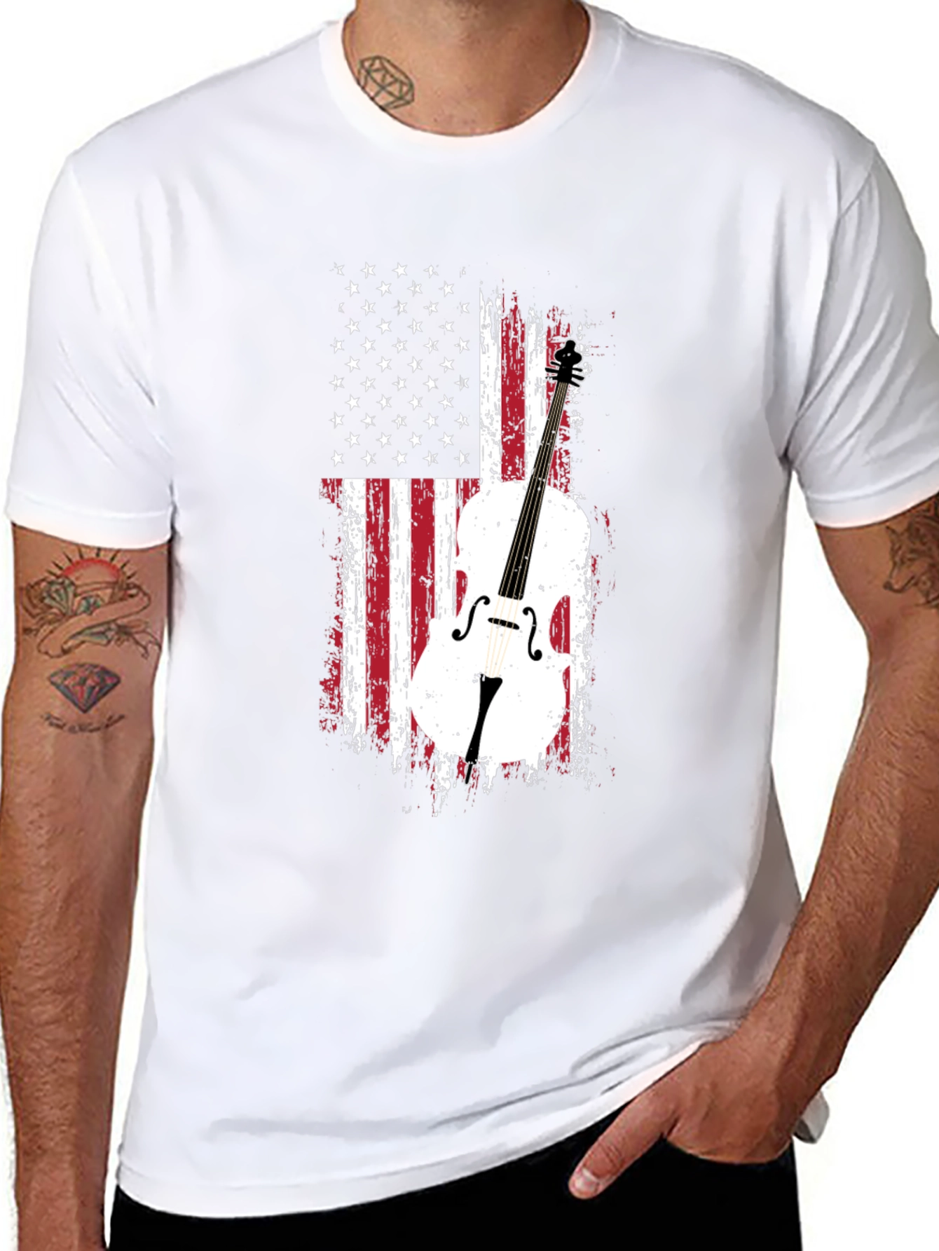 Black American Flag Cello T-Shirt view 8