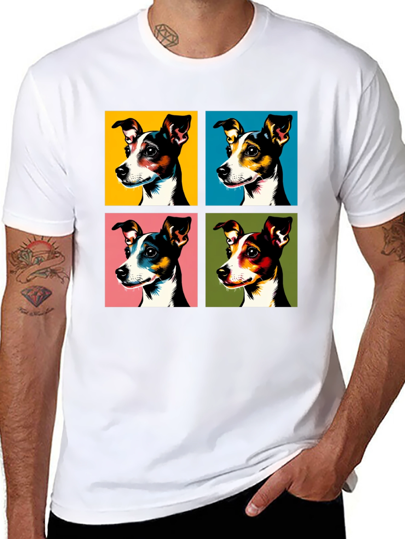 Black Pop Art Dog Graphic Tee - Stylish & Unique view 8