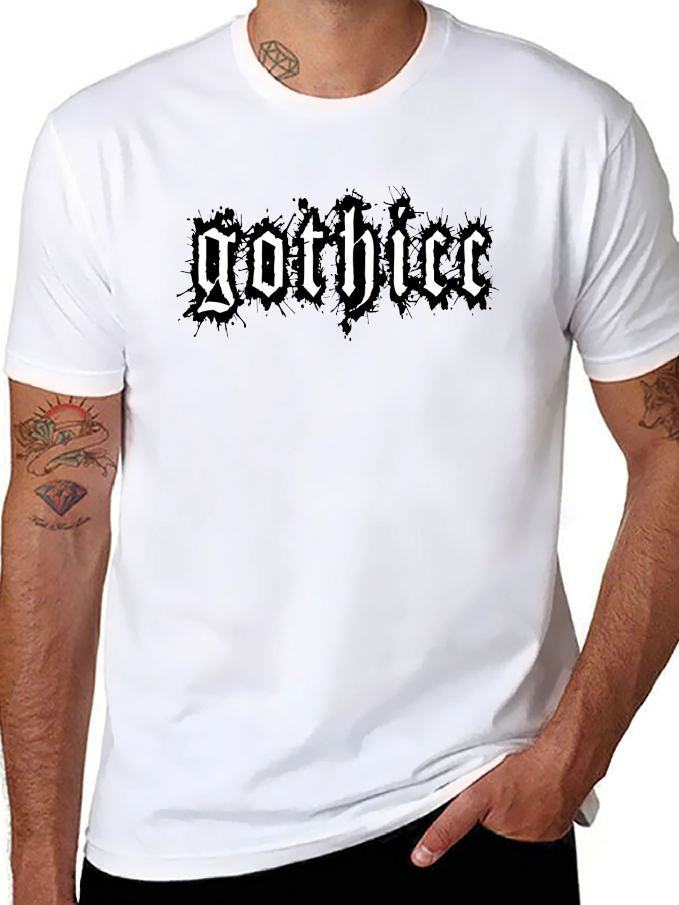 Black Gothicc T-Shirt - Black Tee with Bold White Text view 8