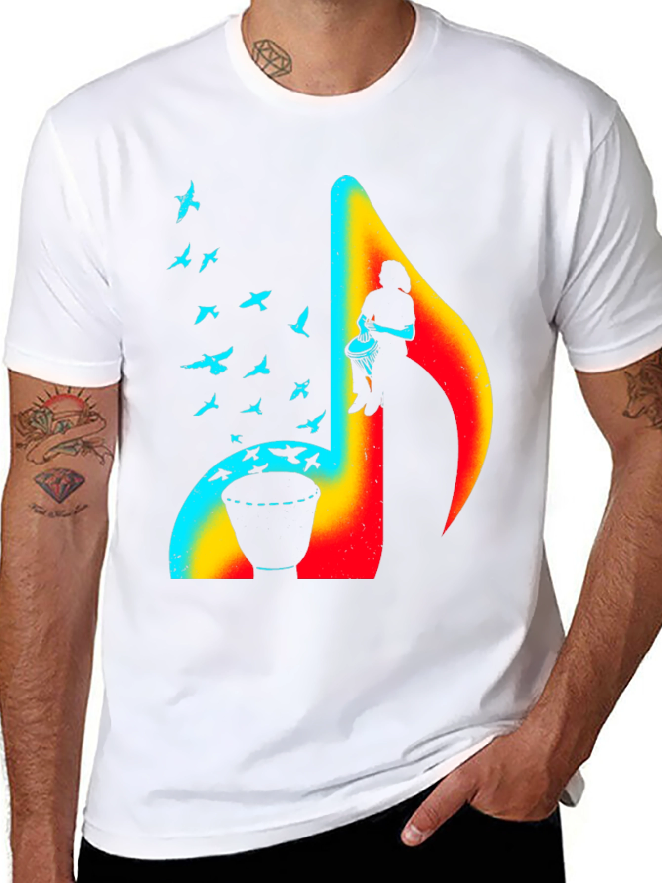 Black Musical Note Drum T-Shirt - Unique Design view 8