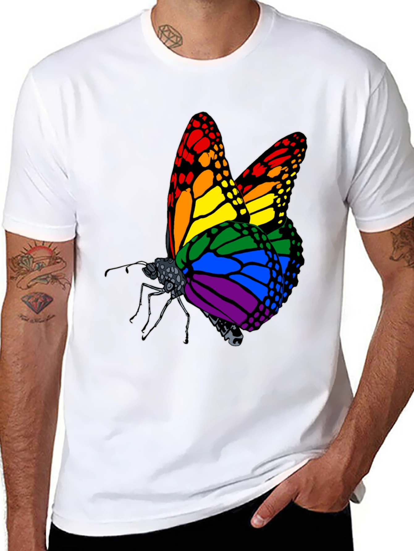 Black Rainbow Butterfly Graphic Tee view 8