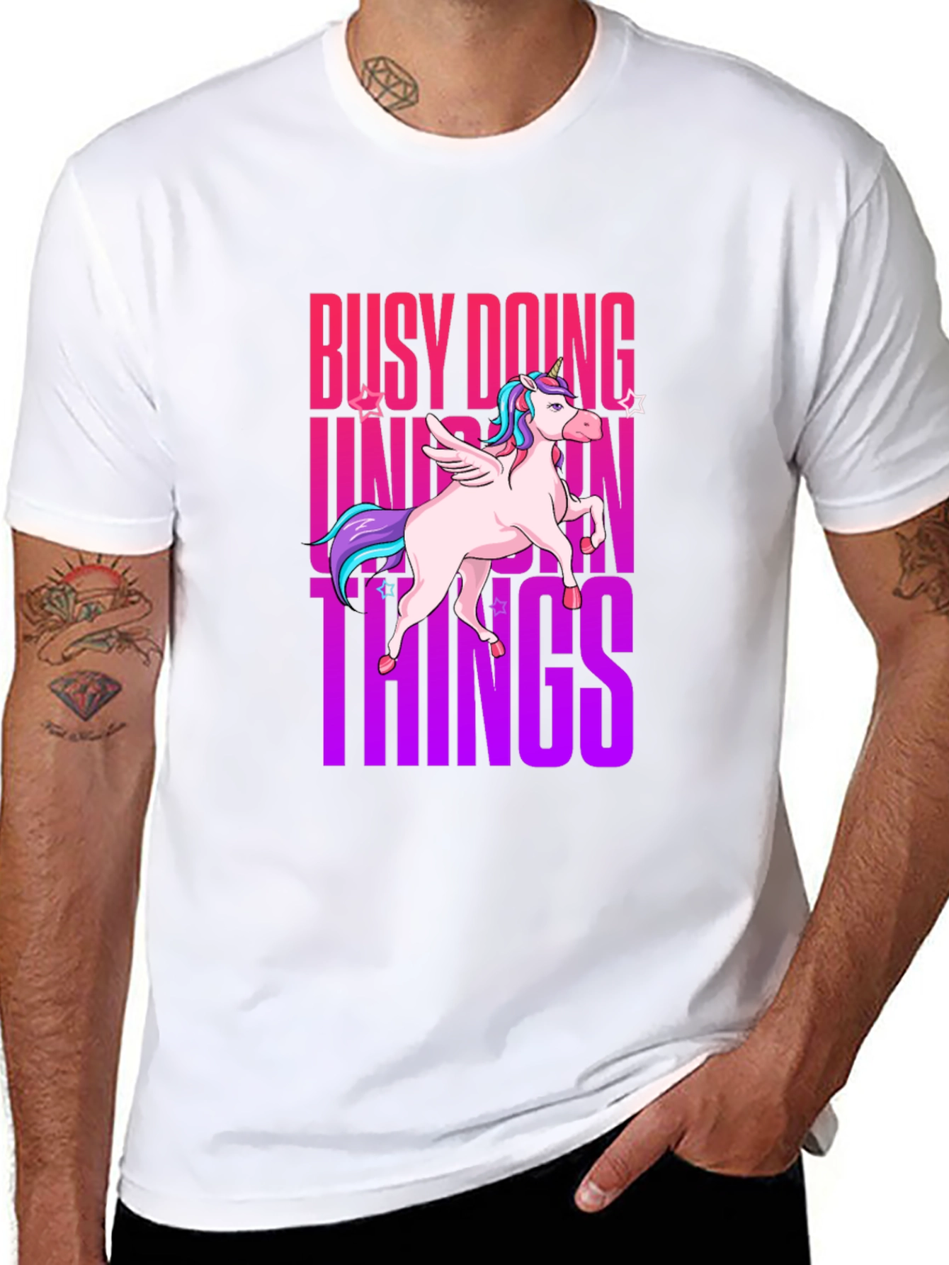 Black Busy Doing Unicorn Things Graphic Tee view 8