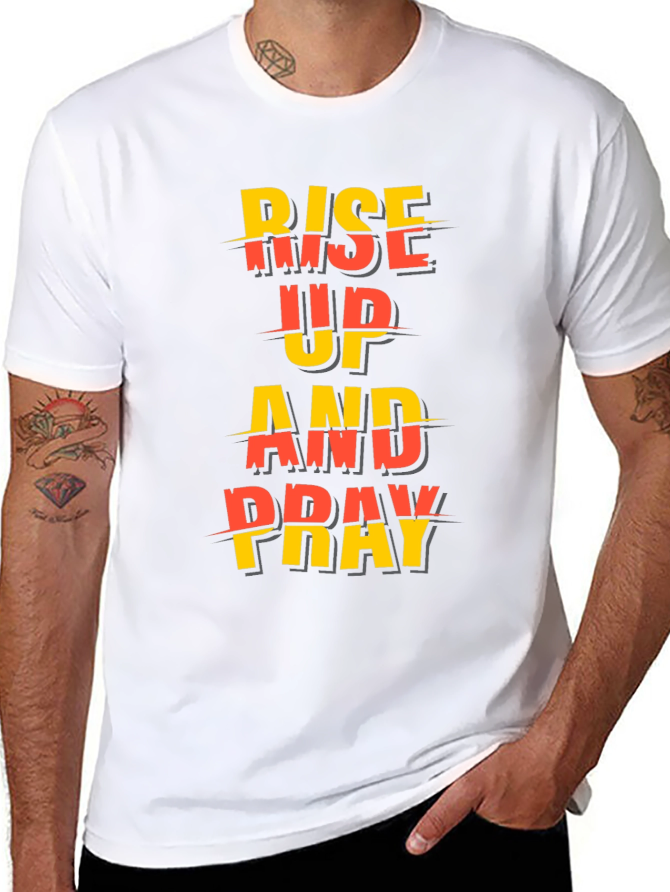 Black Rise Up and Pray Graphic Tee - Black view 8