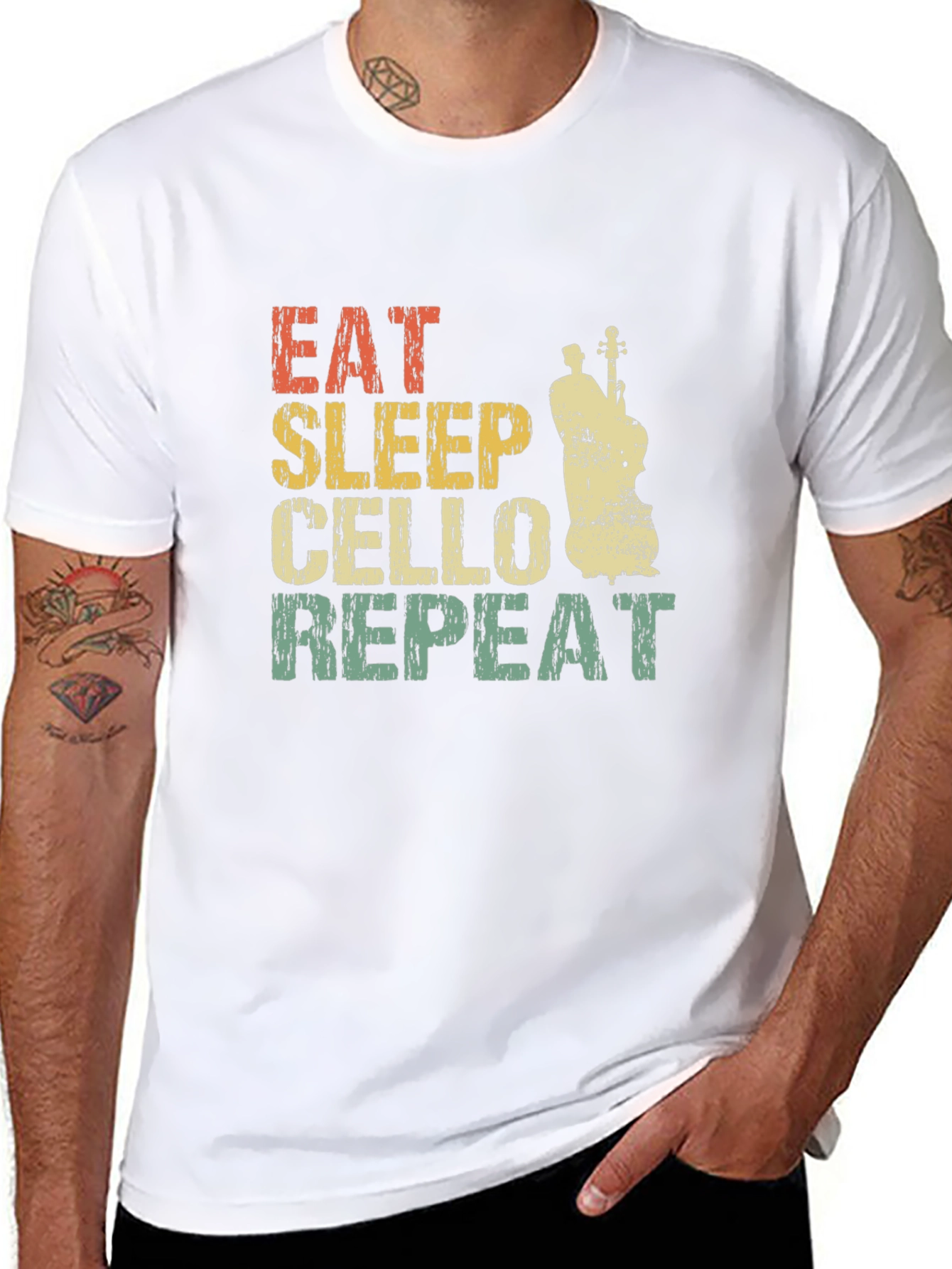 Black Eat Sleep Cello Repeat T-Shirt view 8