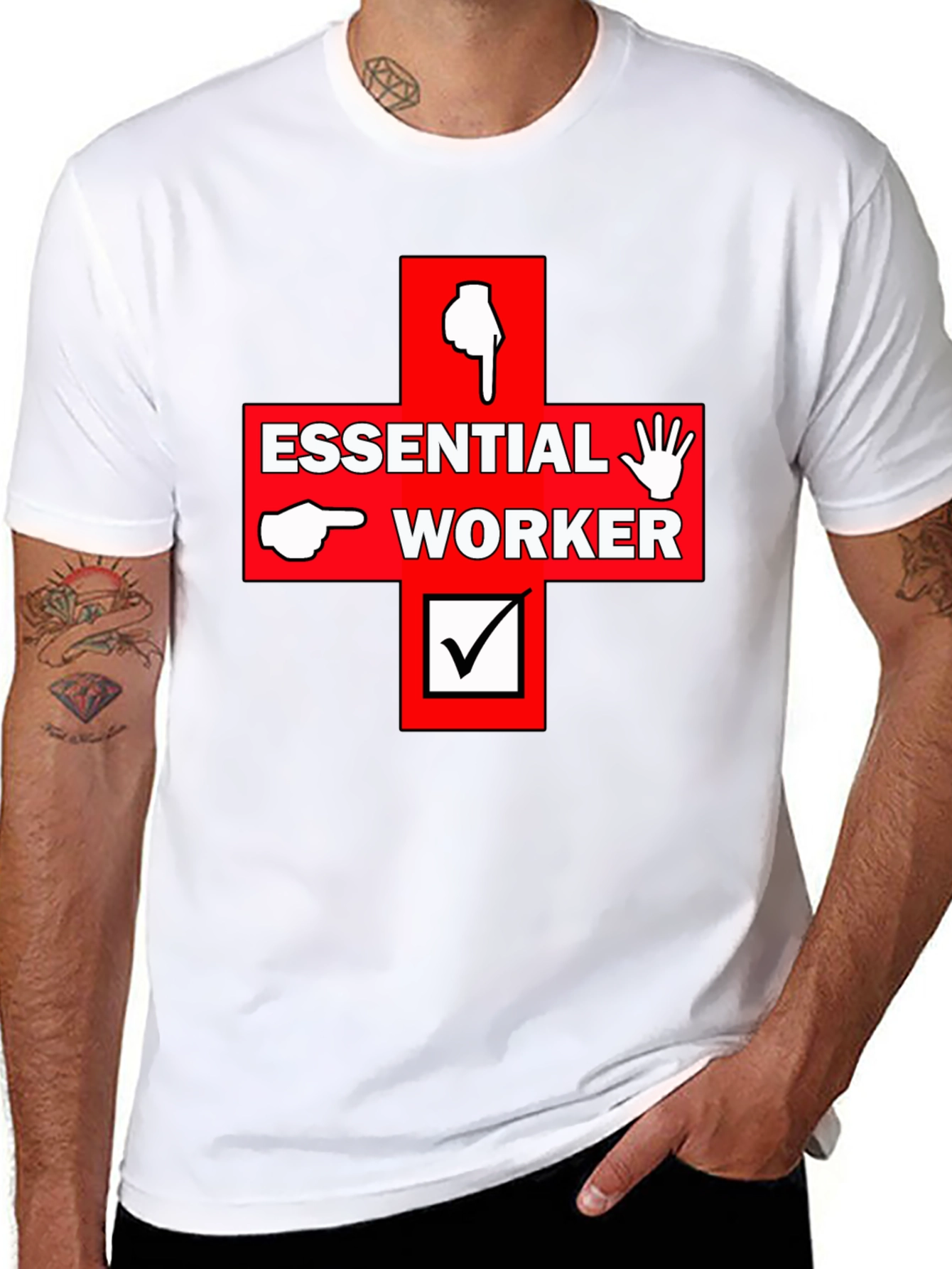 Black Essential Worker Graphic Print Tee view 8