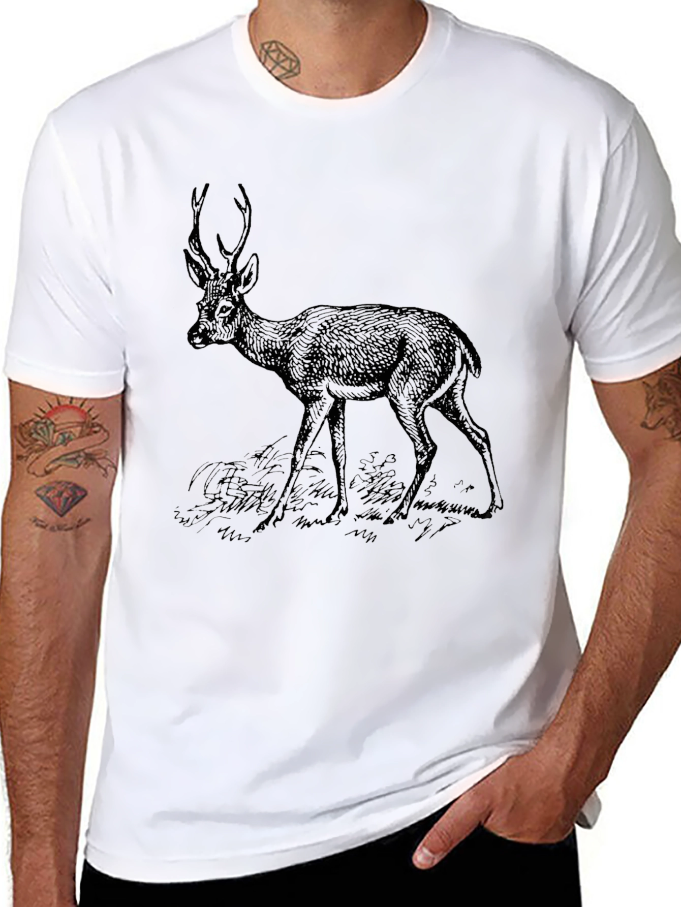Black Deer Graphic Black T-Shirt view 8