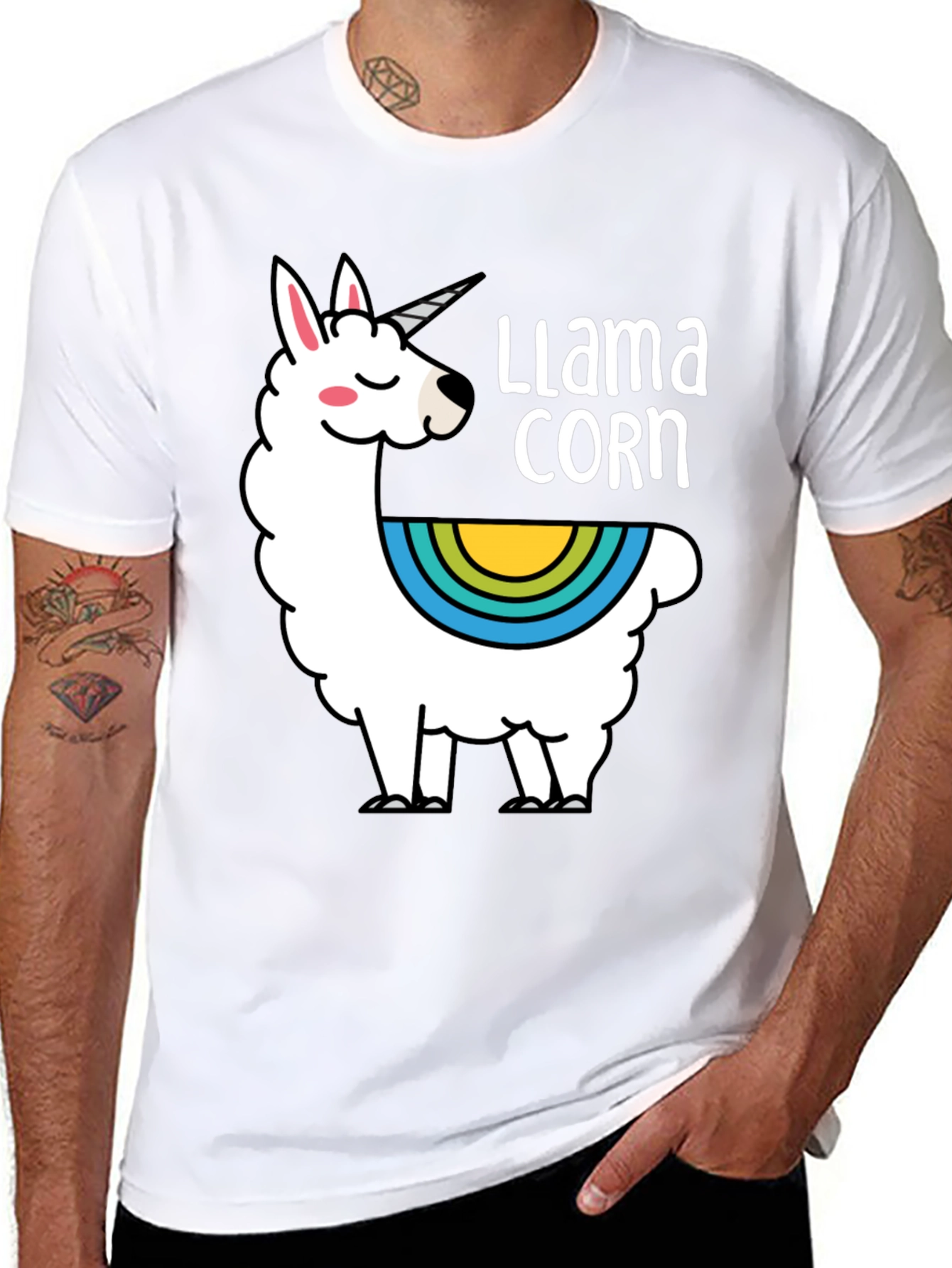 Black Llama Corn Black T-Shirt view 8