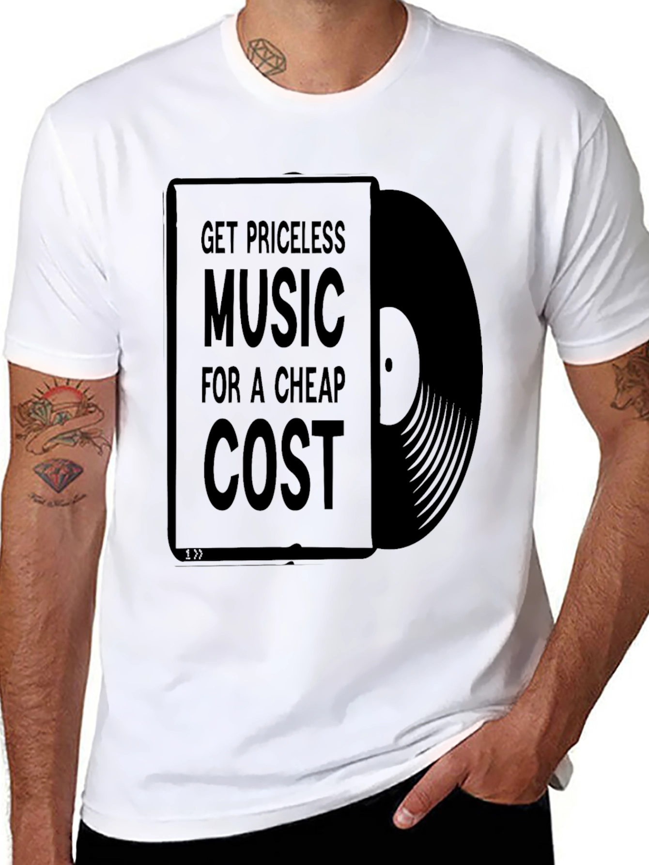 Black Priceless Music Cheap Cost Black Graphic T-Shirt view 8