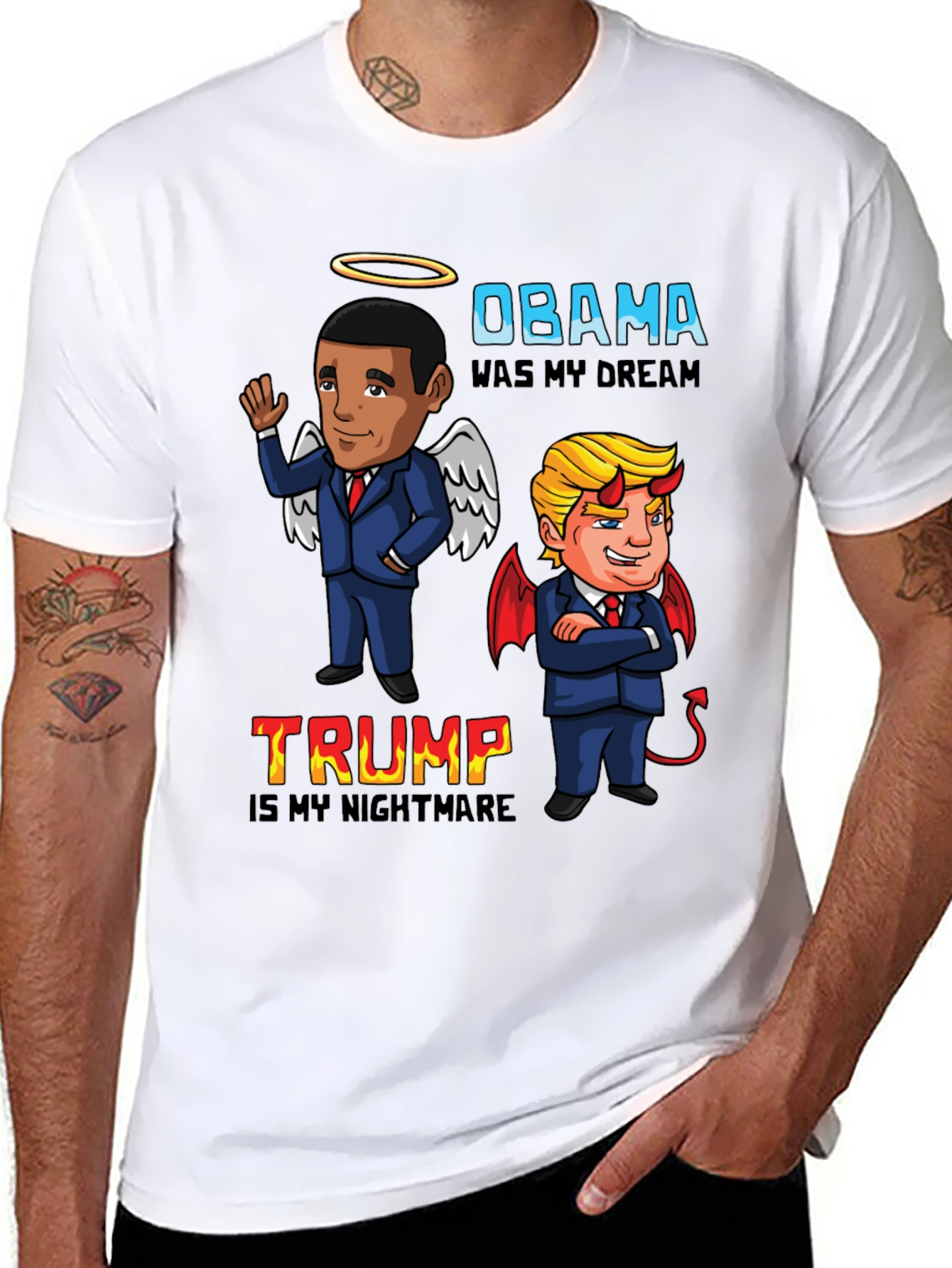 Black Obama Dream Trump Nightmare Political Graphic Tee view 8