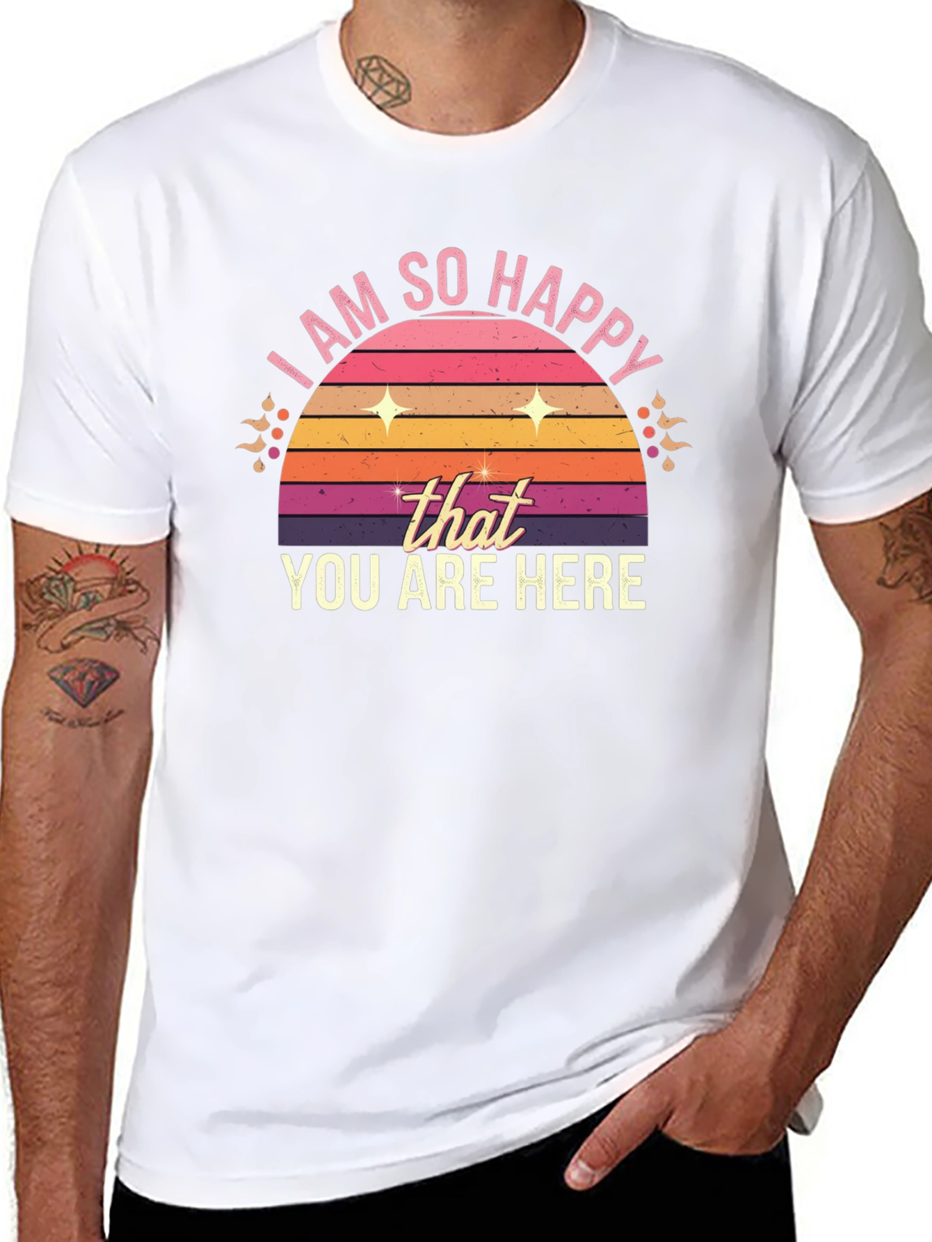 Black Retro "I Am So Happy You Are Here" T-Shirt view 8
