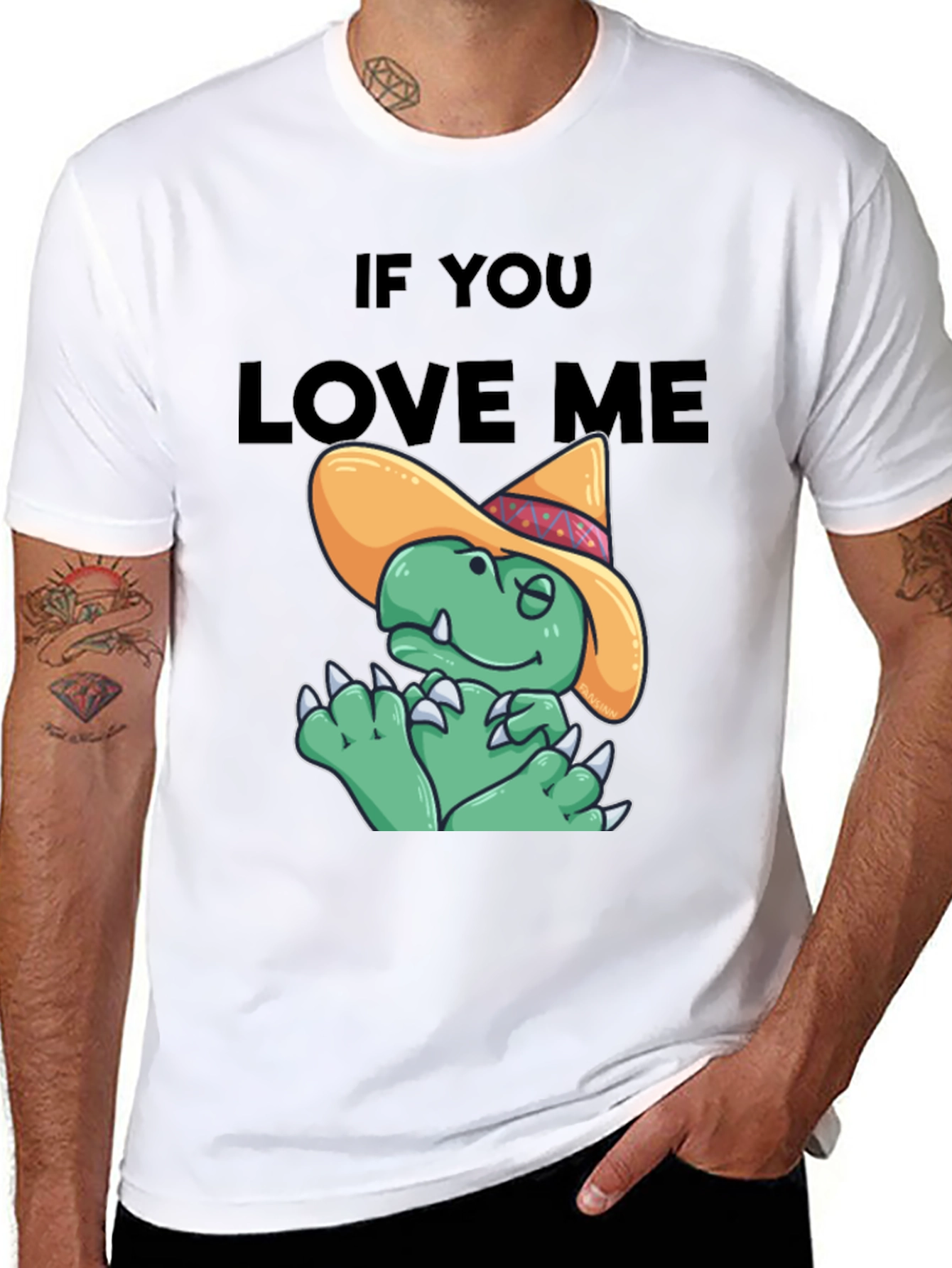 Black If You Love Me Funny Dinosaur T-Shirt view 8