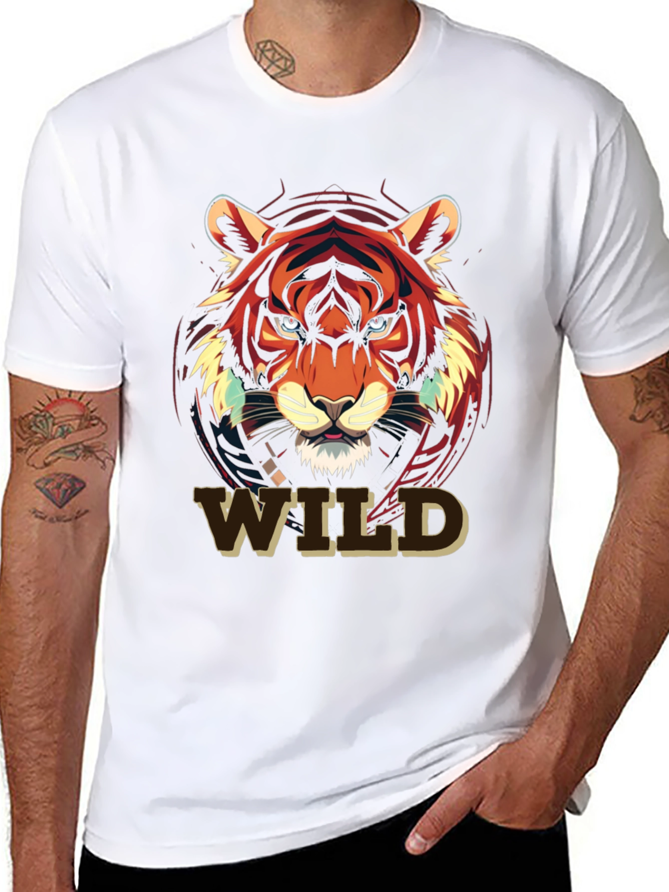 Black Wild Tiger Graphic Print T-Shirt view 8