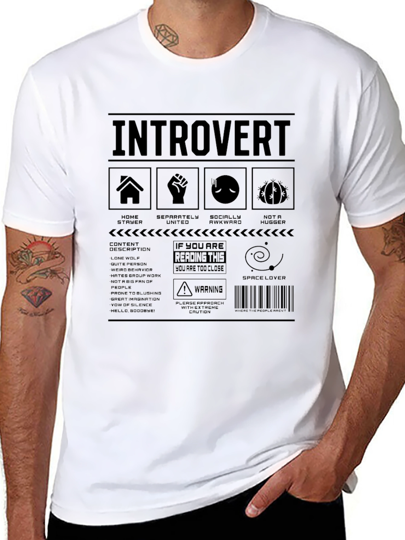 Black Introvert T-Shirt - Funny Sarcastic Graphic Tee view 8