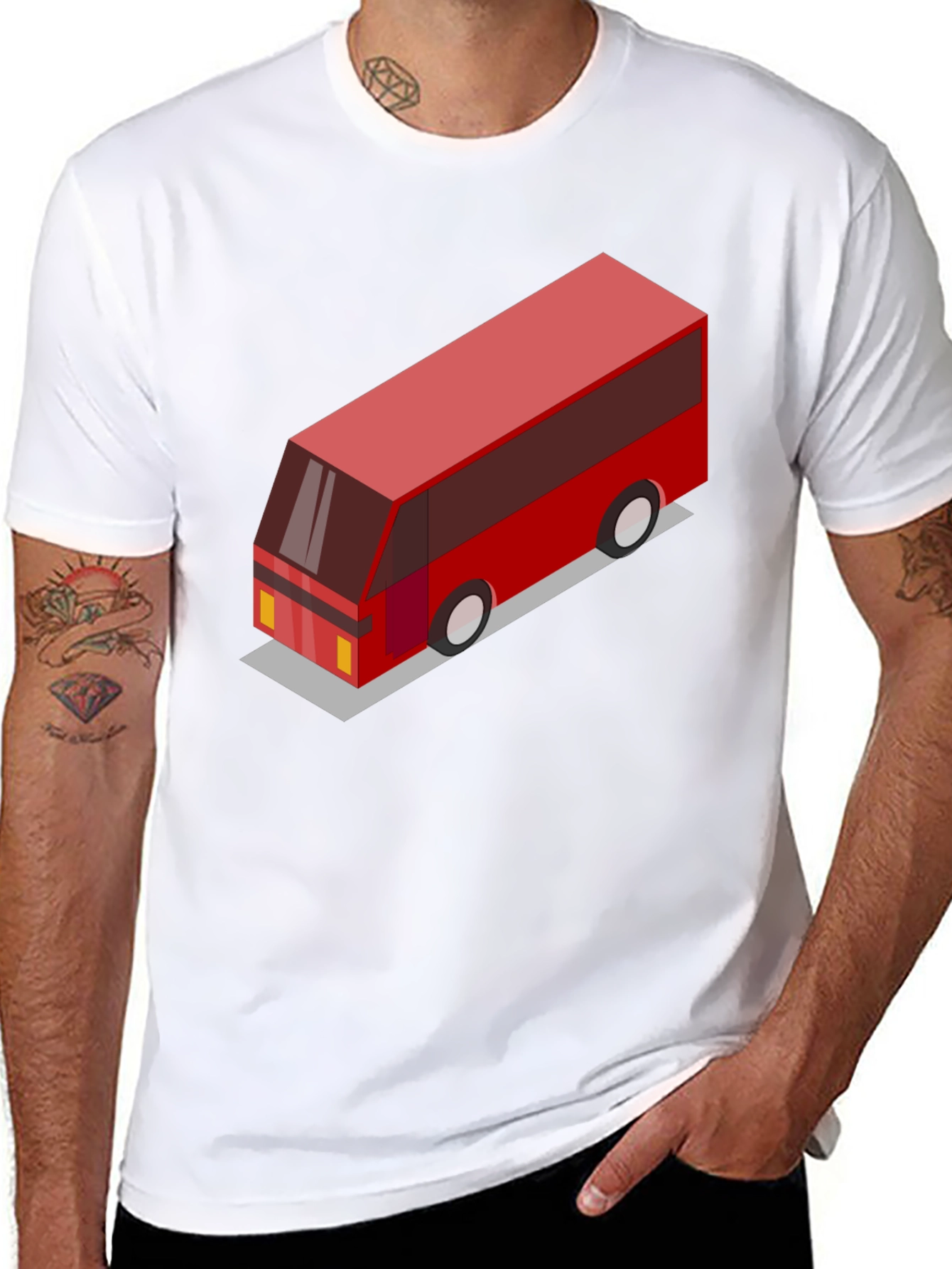 Geometric Bus Graphic Tee - Modern Style - 8