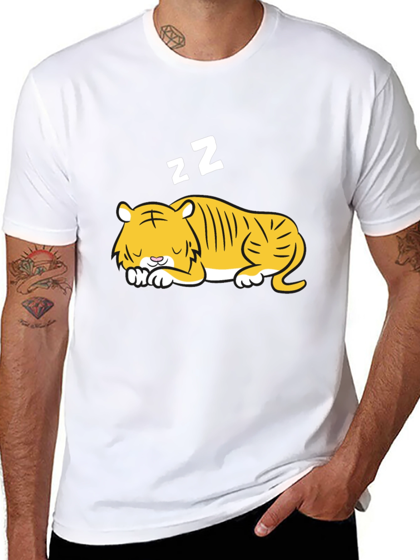 Black Sleeping Tiger Graphic Tee - Black view 8