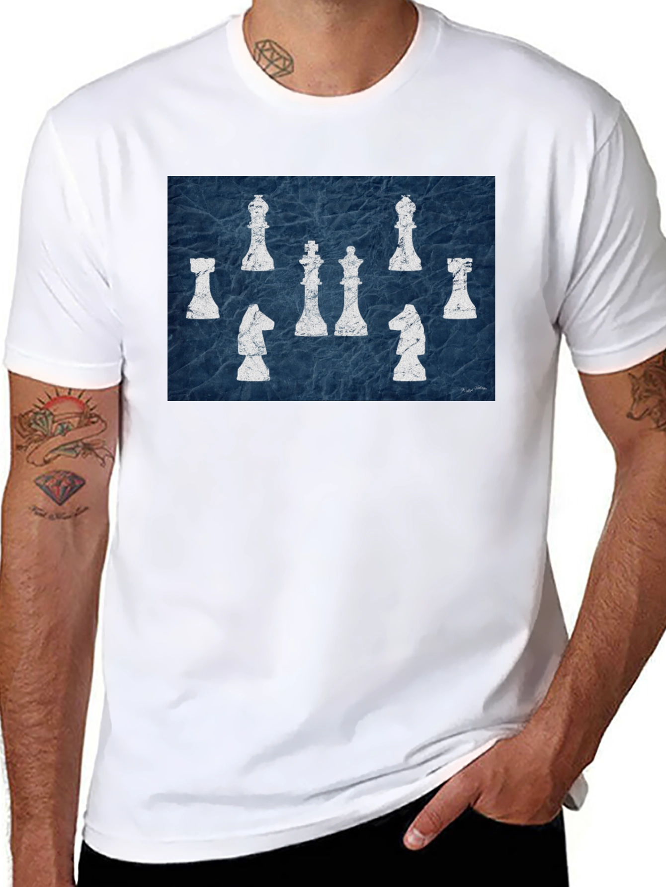 Black Chess Piece Graphic Tee - Black Cotton Casual Shirt view 8