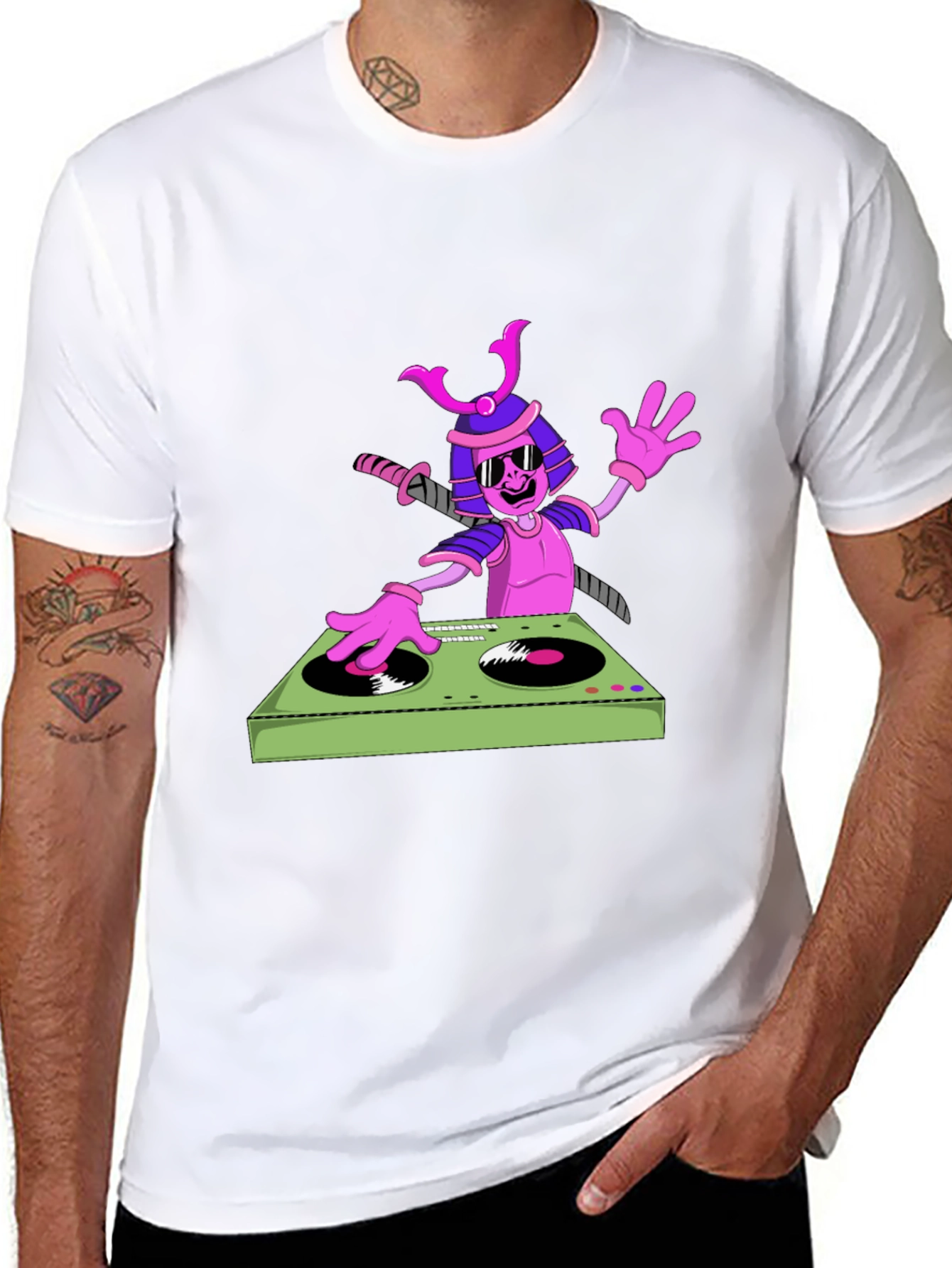 Black Samurai DJ Graphic T-Shirt - Cool and Unique! view 8