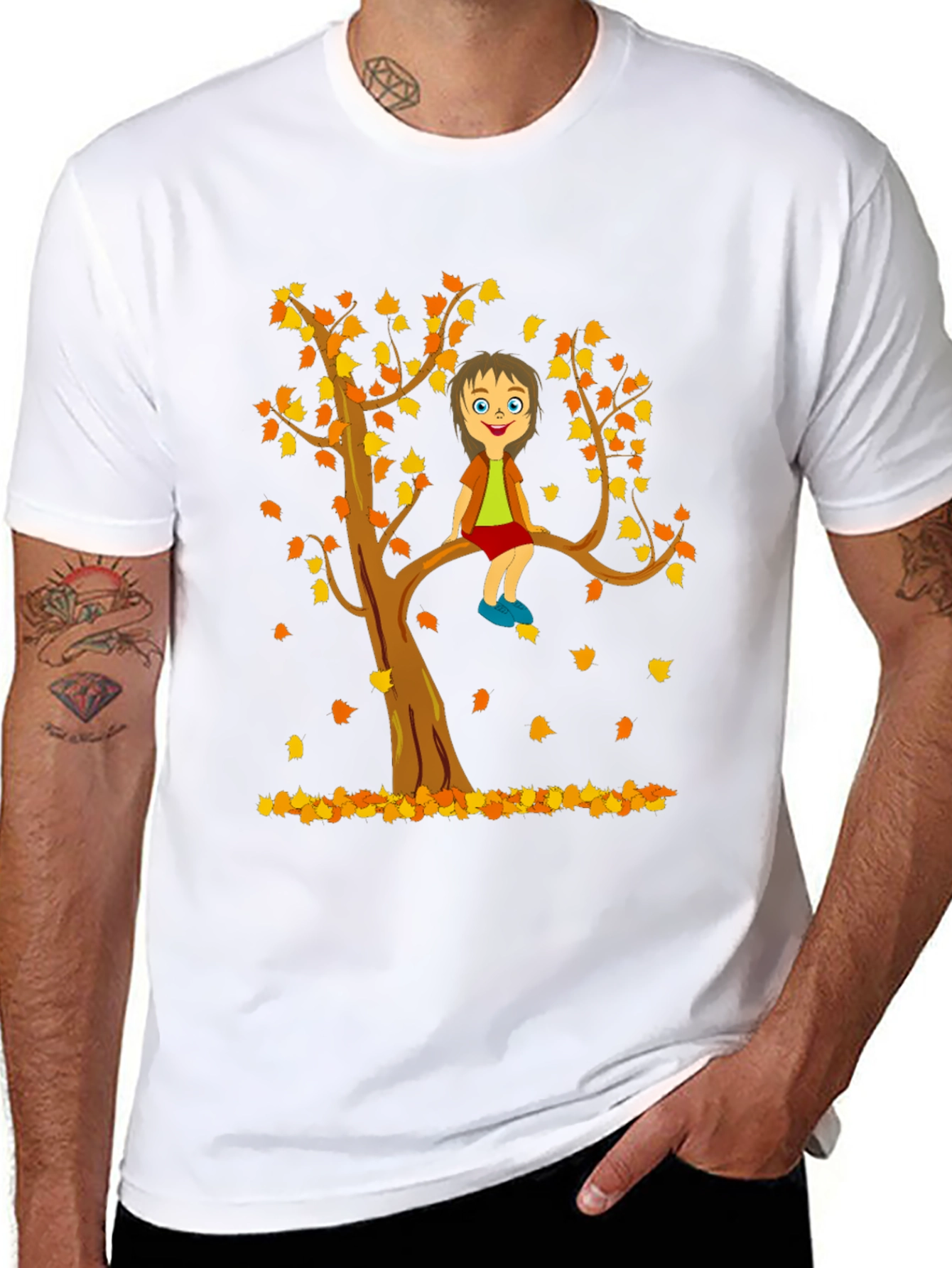 Black Cartoon Tree Boy T-Shirt view 8