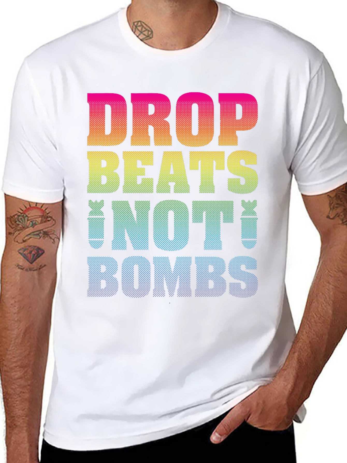 Black Drop Beats Not Bombs Graphic T-Shirt view 8