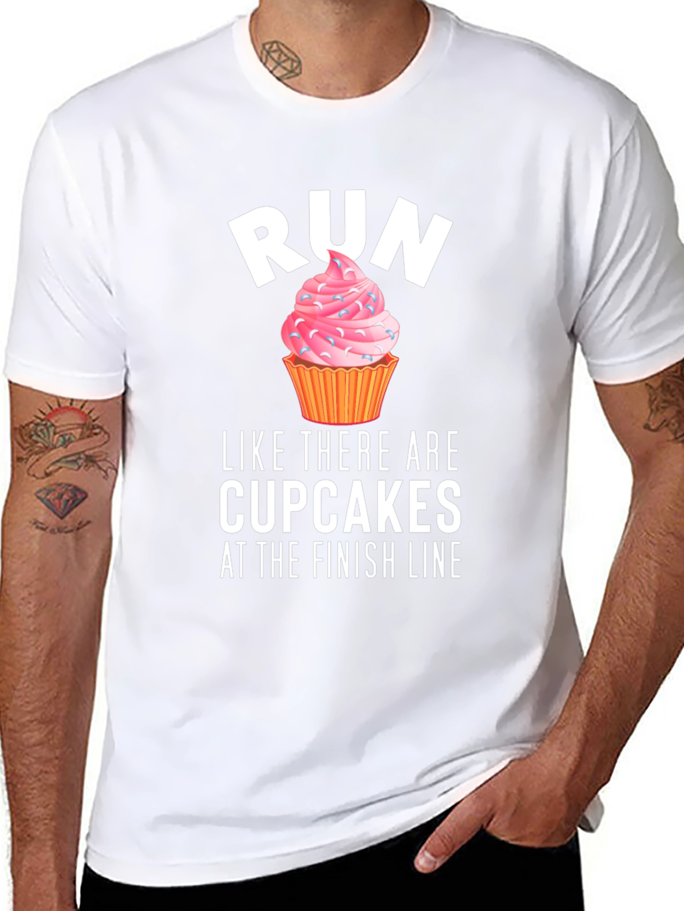 Black Run for Cupcakes T-Shirt - Funny Running Tee view 8