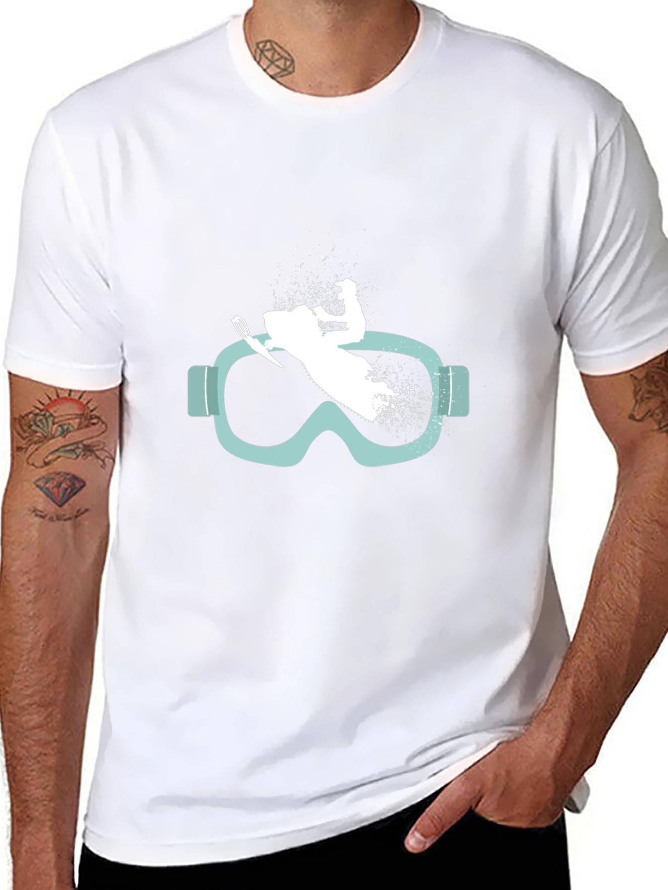 Black Ski Goggles T-Shirt - Stylish Winter Sports Tee view 8