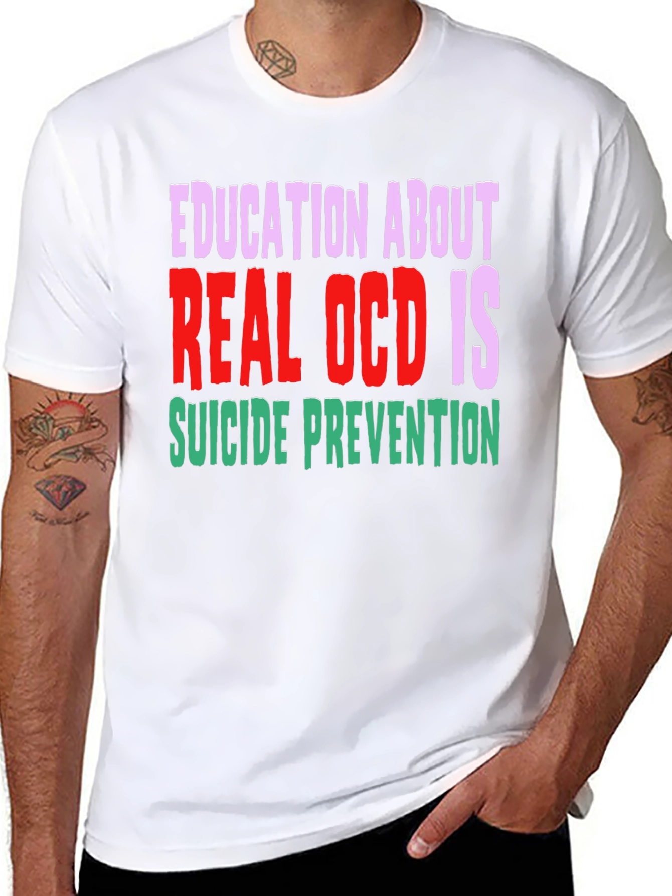 Black Education About Real OCD Is Suicide Prevention T-Shirt view 8