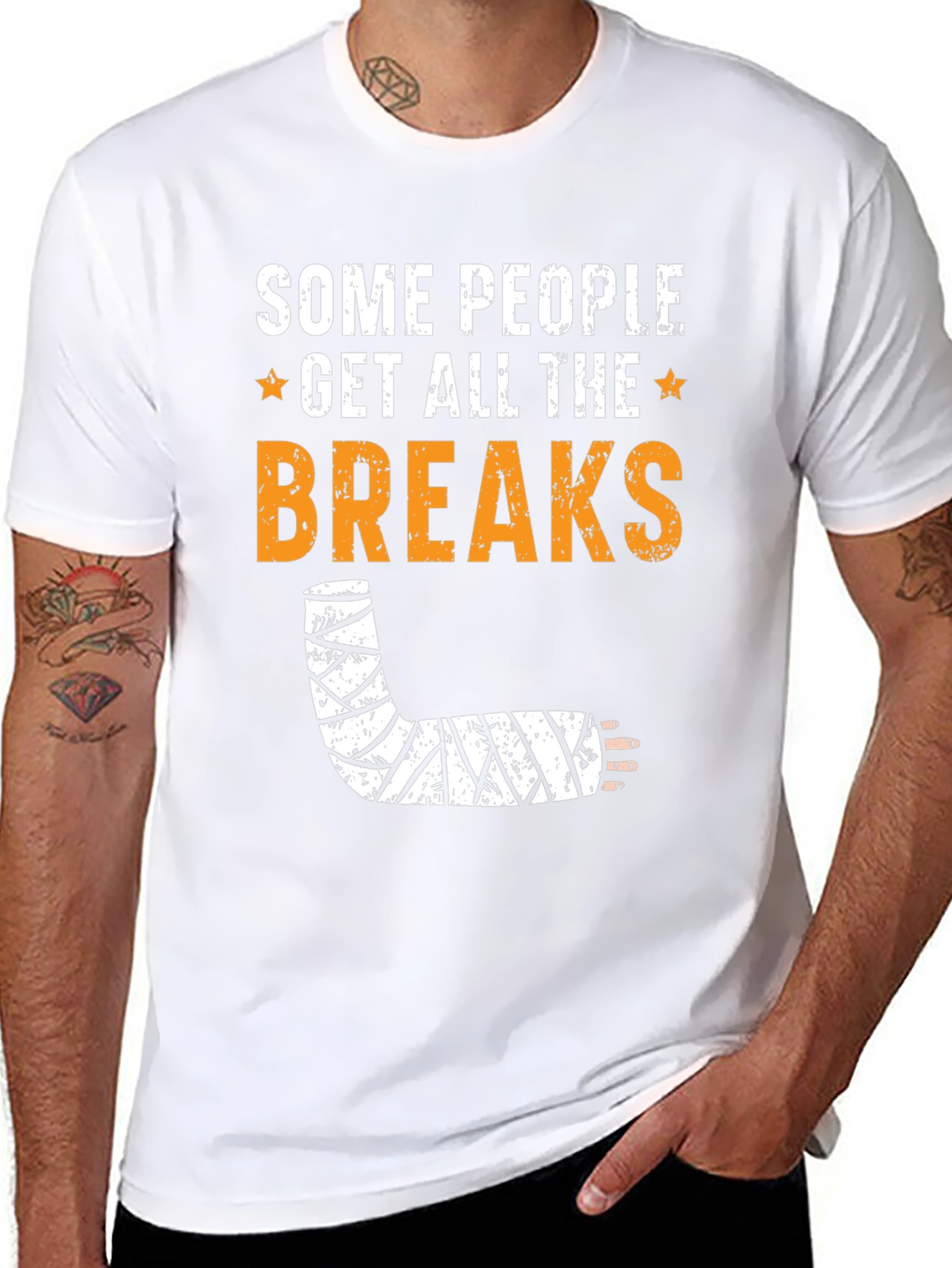 Black Some People Get All the Breaks Funny Broken Arm T-Shirt view 8