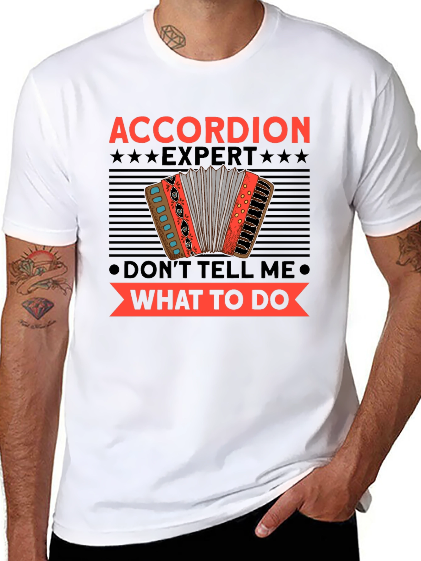 Black Accordion Expert Funny T-Shirt view 8